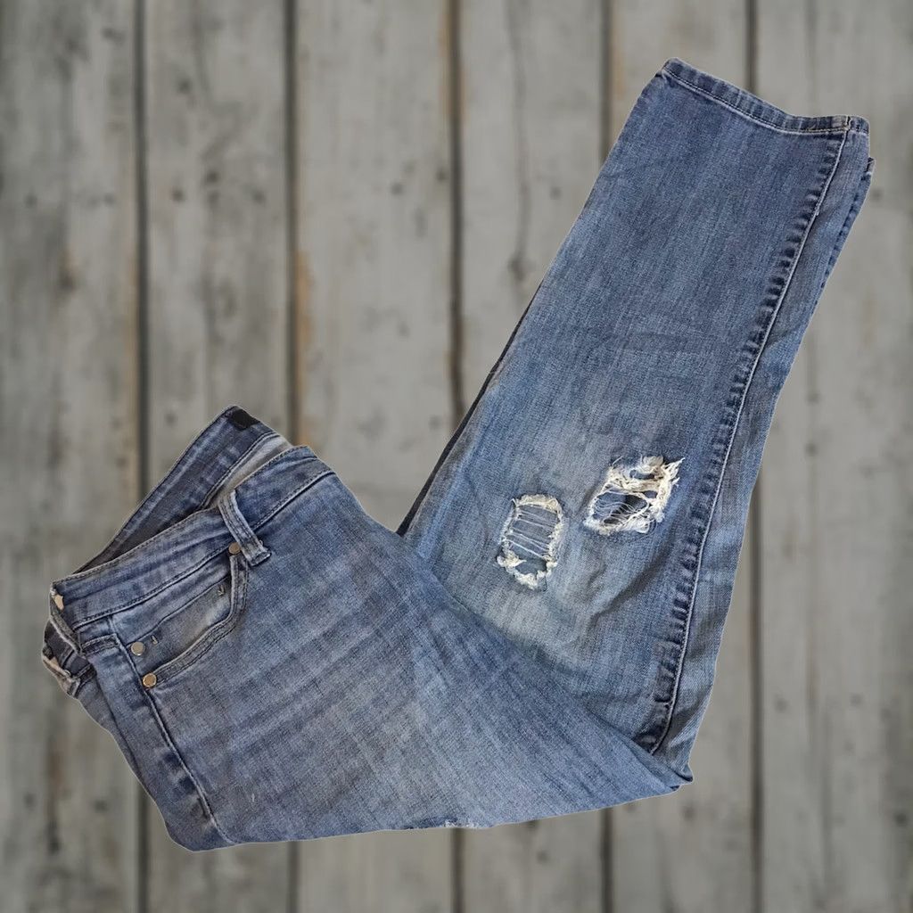 Vintage Liverpool Jean Company Womens 6 Crop Jeans Distressed Destroyed Medium Wash Size 28" / US 6 / IT 42 - 1 Thumbnail