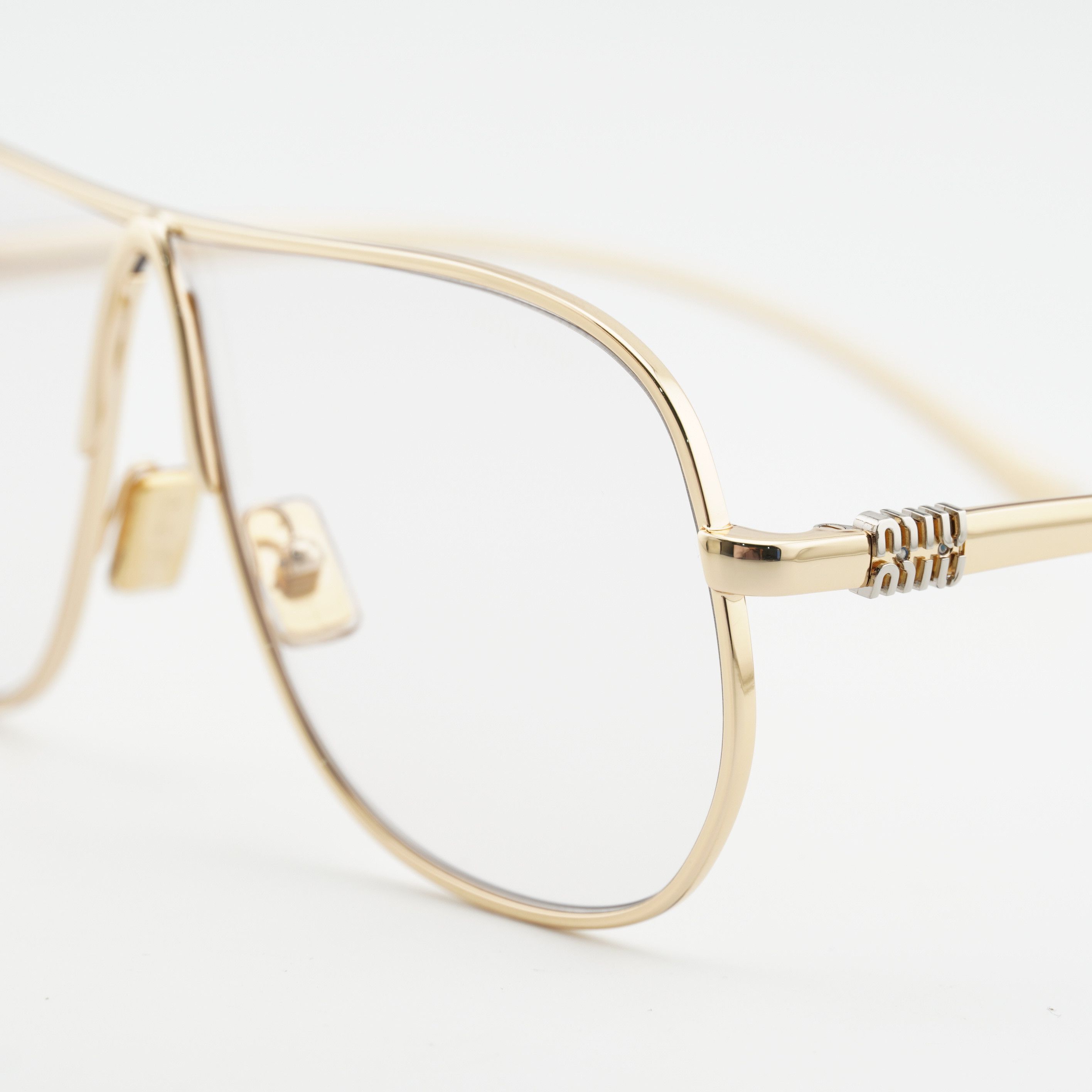 Miu Miu Miu Miu MUA56S 5AK08N Sunglasses Gold Geometric Frame Size ONE SIZE - 2 Thumbnail