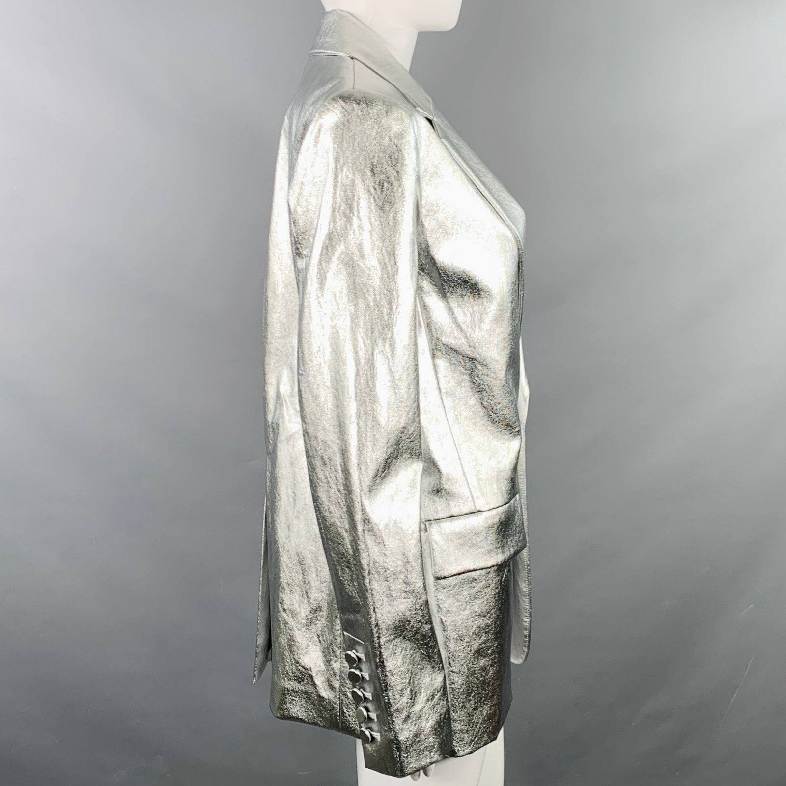 A.L.C. A.L.C. Size M Silver Viscose Blend Metallic Jacket Blazer Size M / US 6-8 / IT 42-44 - 2 Thumbnail