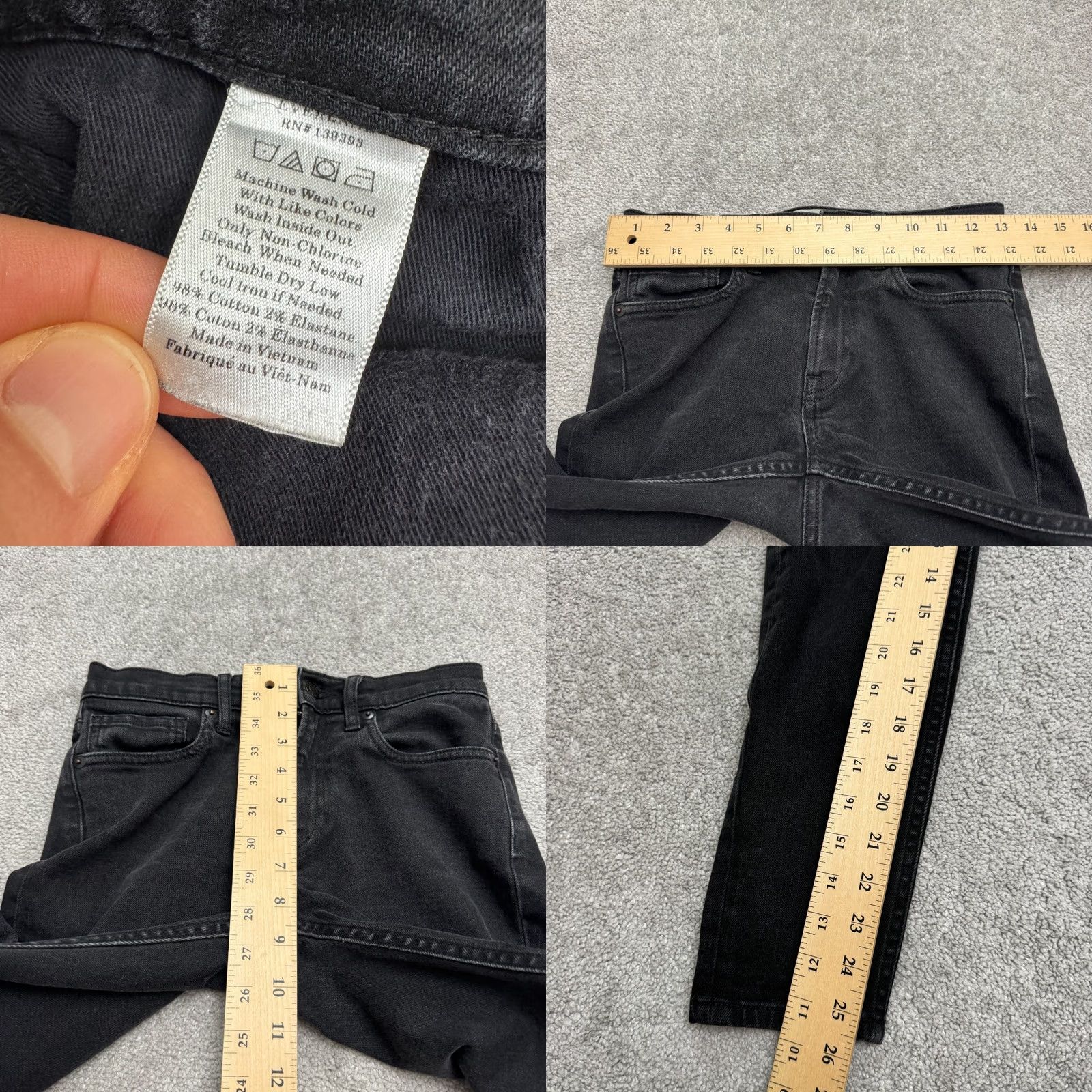 Everlane Everlane Skinny Ankle Denim Jeans Womens 26 Black Mid Rise Cotton Stretch Casual Jeans Size 26" / US 2 / IT 38 - 8 Thumbnail