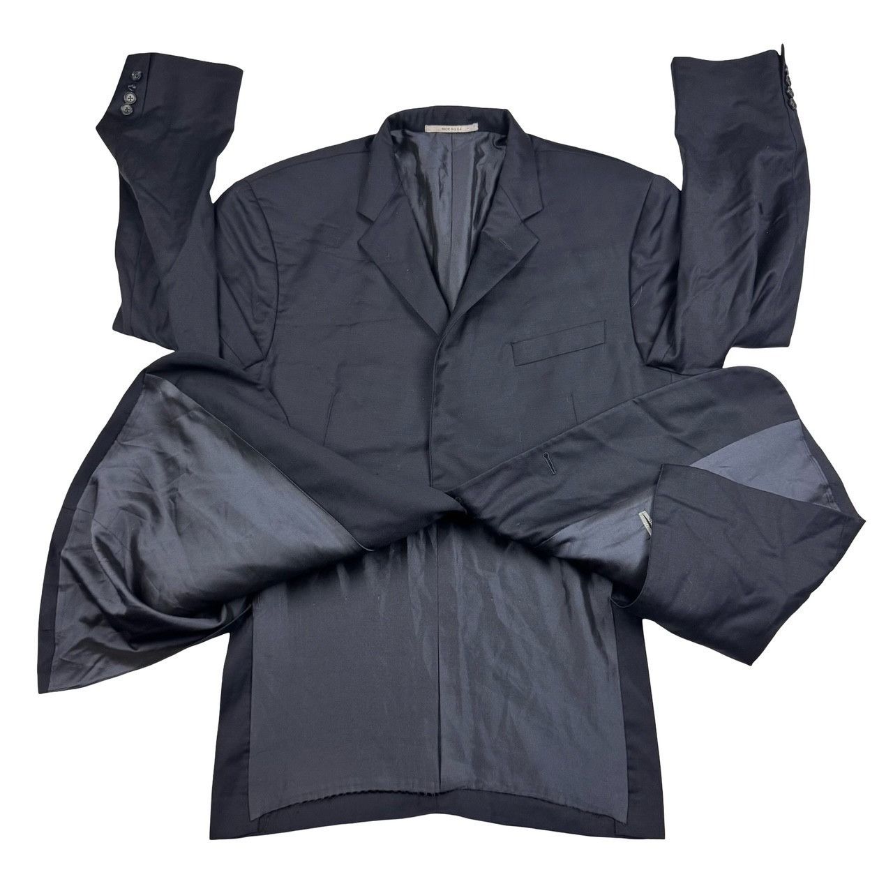 Hickey Freeman Hickey Freeman Wilburn Men’s Wool 2-Button Blazer Navy Blue Size 48L - 3 Thumbnail