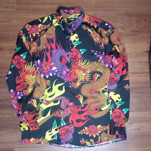 Jaded London Vintage Y2K Jaded London Chinese Dragon Button Shirt AOP Size US M / EU 48-50 / 2 - 2 Thumbnail