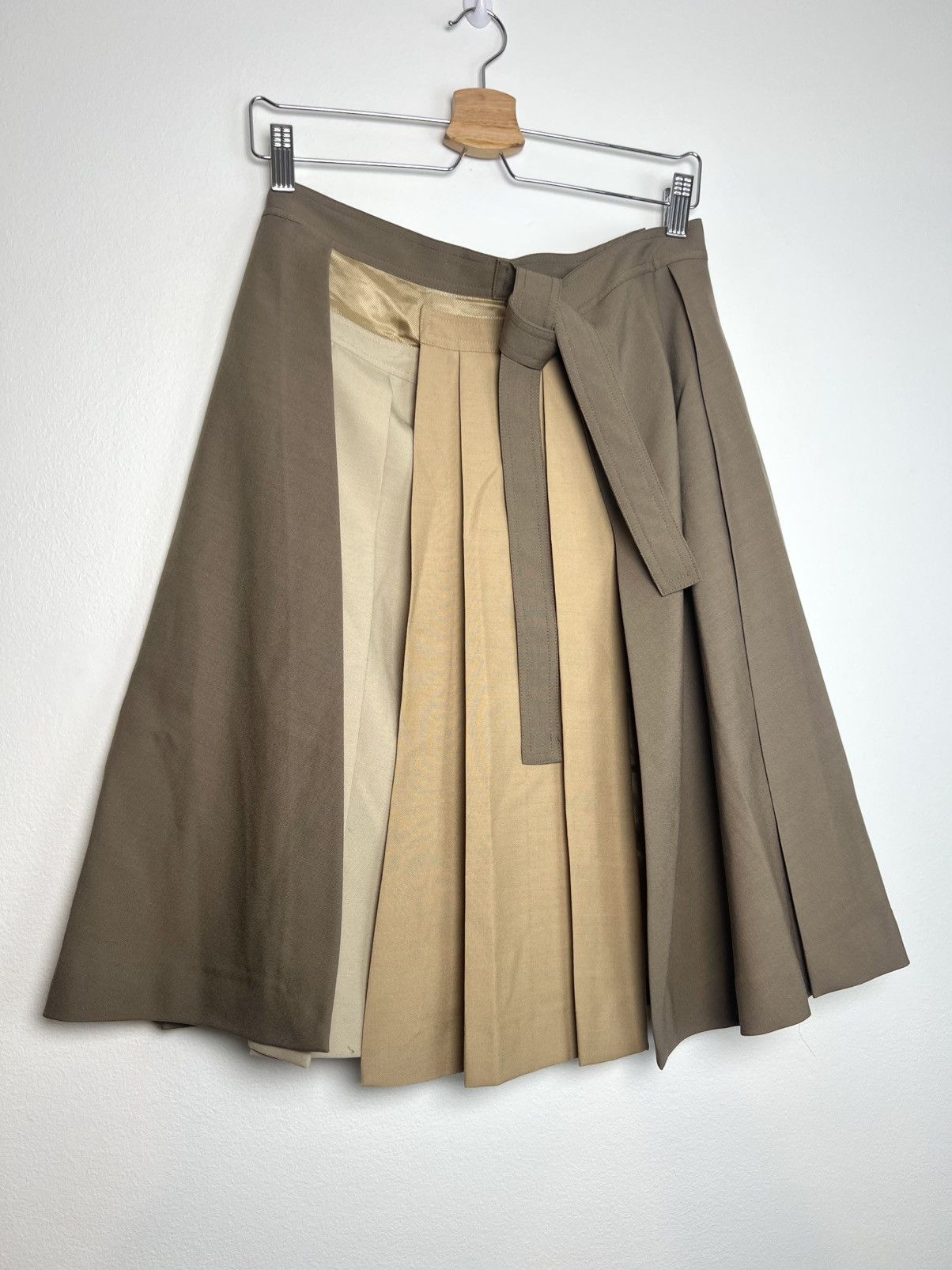 Marni Marni paneled wool mid-length skirt in khaki and tan Size 27" / US 4 / IT 40 - 2 Thumbnail