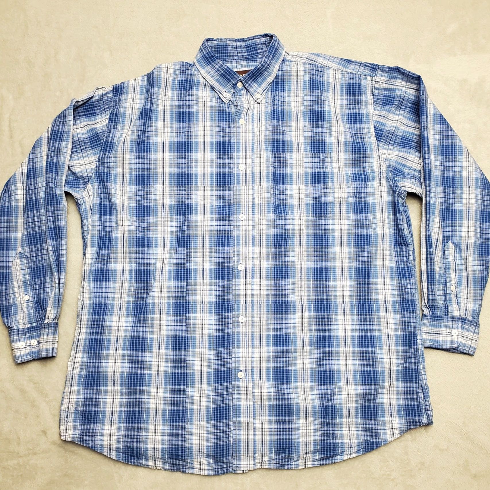 Vintage Pintlar Shirt Mens 2XL BLUE Plaid Button-Down Long Sleeve Western Casual Cowboys Shirt Mens Blue Plaid Button-Up Long Sleeve Size US XXL / EU 58 / 5 - 2 Thumbnail