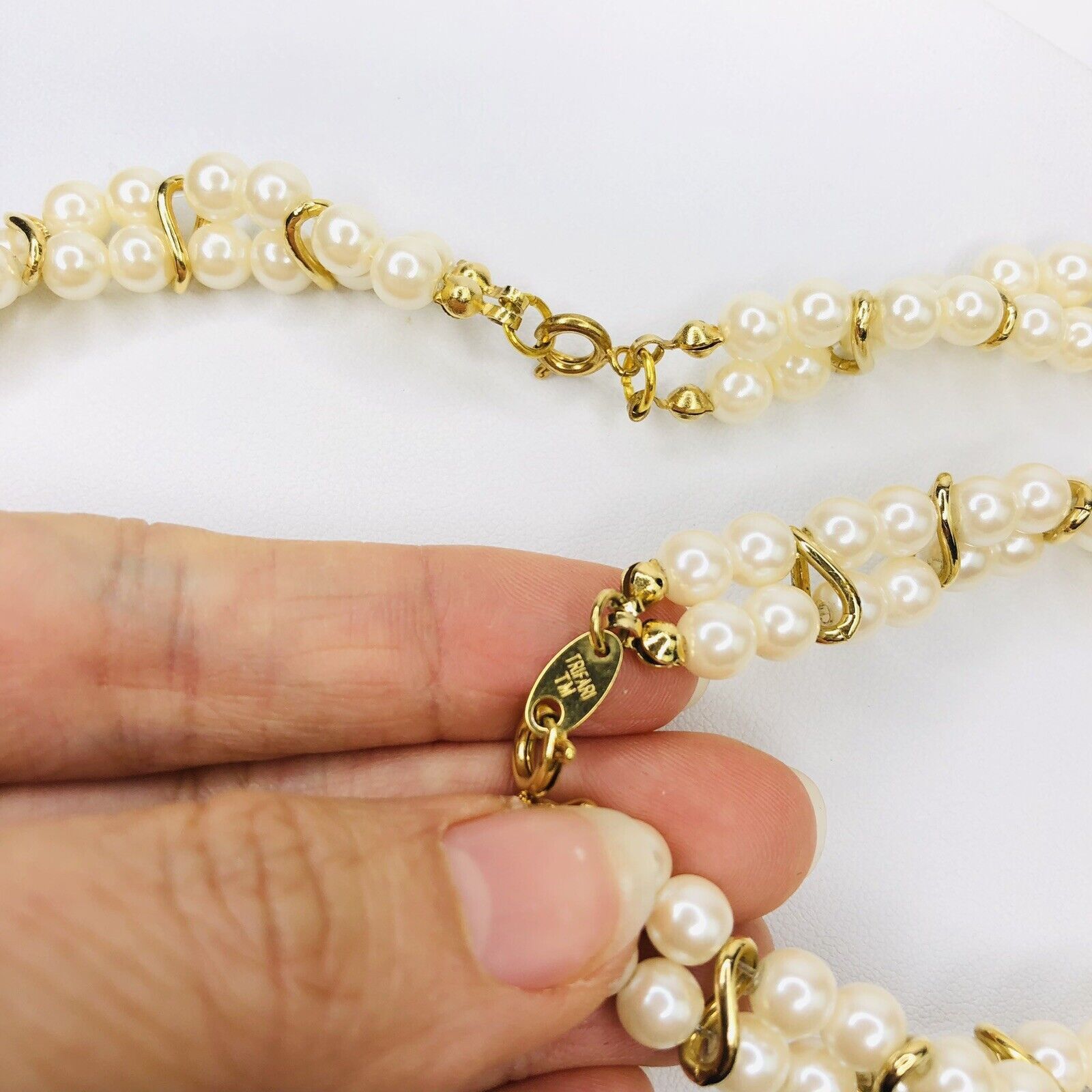 Other VTG Trifari Faux Pearls Double Stand Twisted necklace Size ONE SIZE - 7 Thumbnail