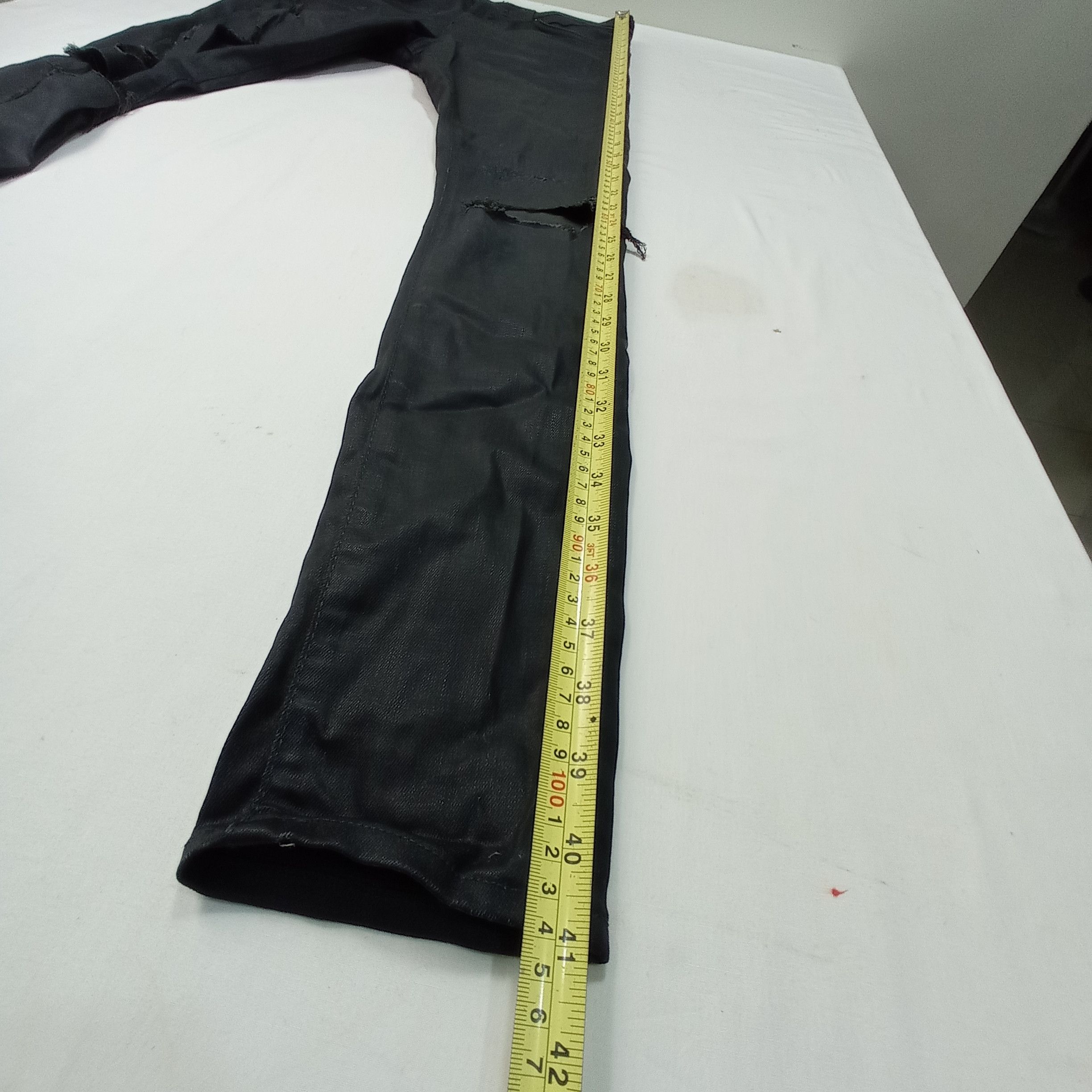 H&M 🔥H&M X & Jeans Skinny Super Black Distressed Pants Size 28" / US 6 / IT 42 - 18 Thumbnail