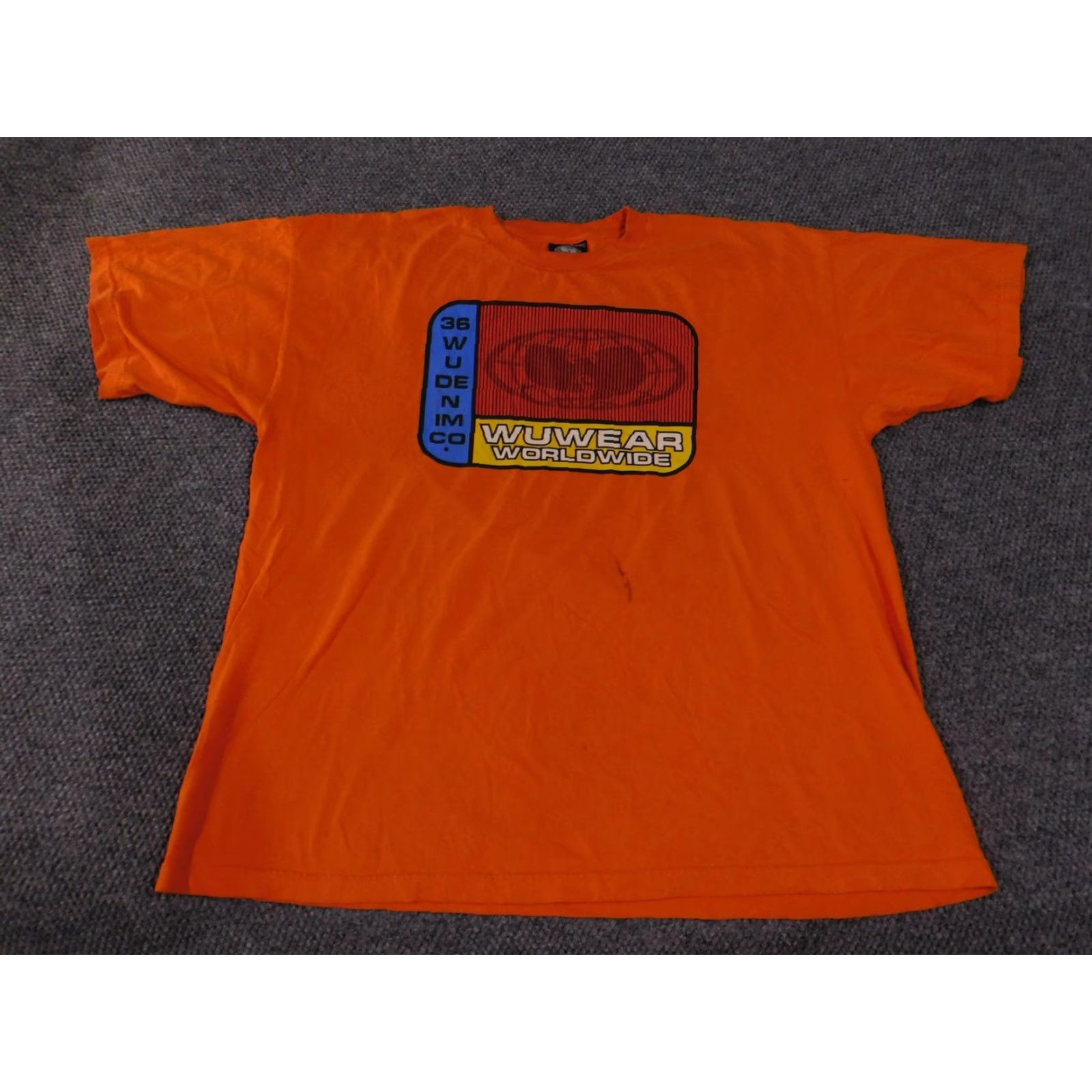 Vintage VINTAGE Wu Wear Shirt Mens XL Orange Graphic Tee Hip Hop 90s Wu Denimes Co WU DENIM CO. (Note: cannot add new info) Size US XL / EU 56 / 4 - 2 Thumbnail