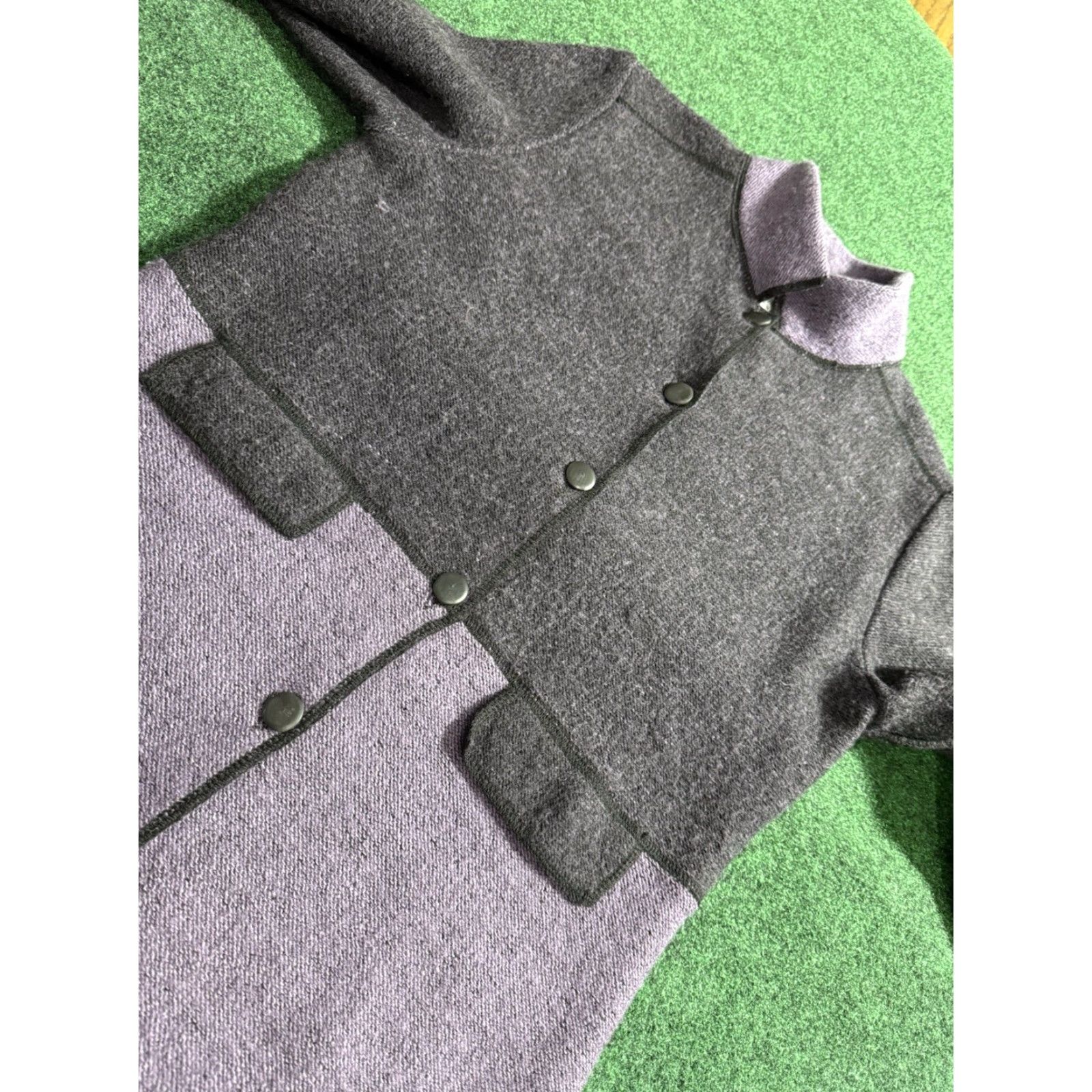 Vintage South Wool Cardigan Sweater Button Front Medium Purple Gray Wool Knit Solid Long Sleeve Womens Size M / US 6-8 / IT 42-44 - 6 Thumbnail