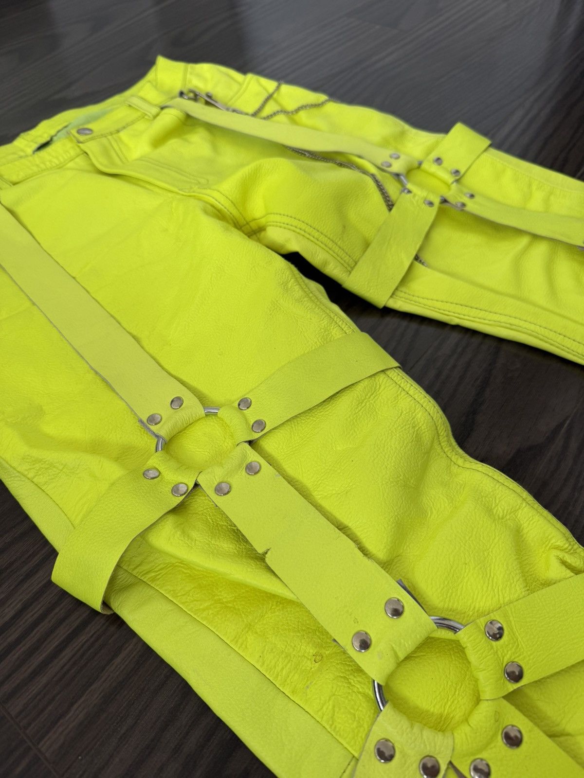 Ev Bravado × Vlone × Who Decides War Ev Bravado LEATHER BONDAGE NEON GREEN Size US 30 / EU 46 - 4 Thumbnail