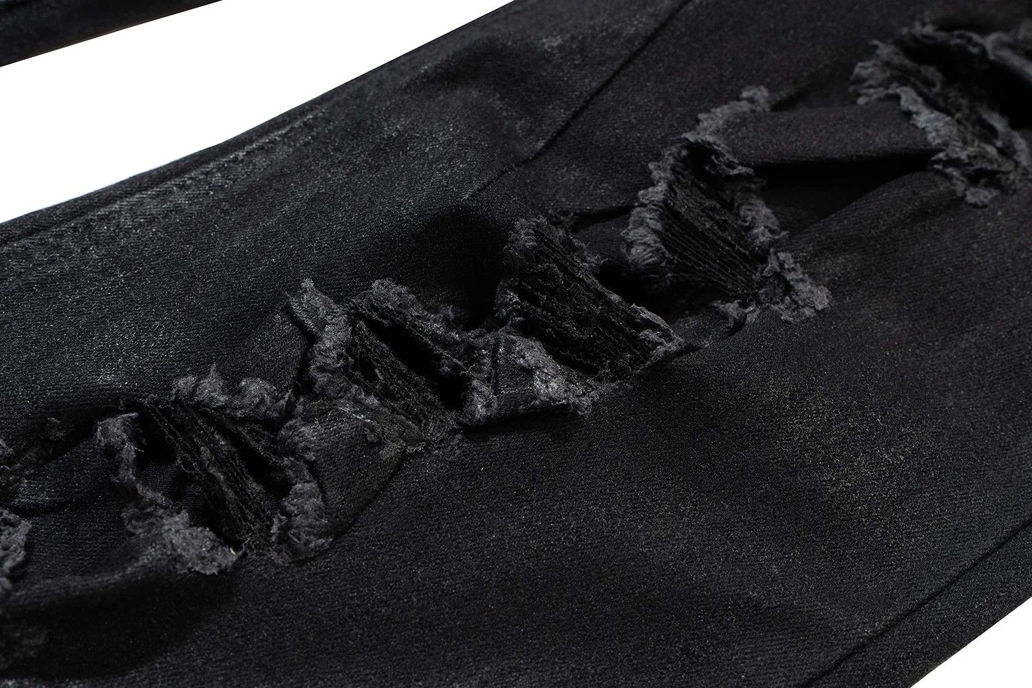 Japanese Brand × Jean High Street Ripped Damaged Coatted Wax Baggy Flare Size US 31 - 7 Thumbnail