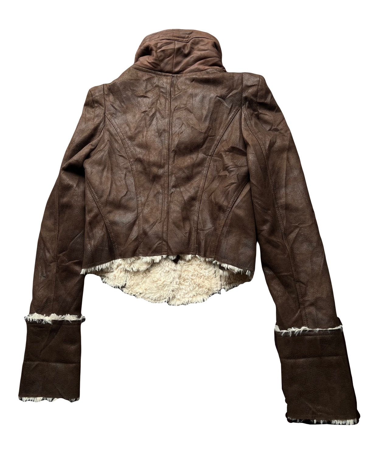 Japanese Brand Vintage brown shearling bike leather jacket 🤎 Size M / US 6-8 / IT 42-44 - 4 Thumbnail