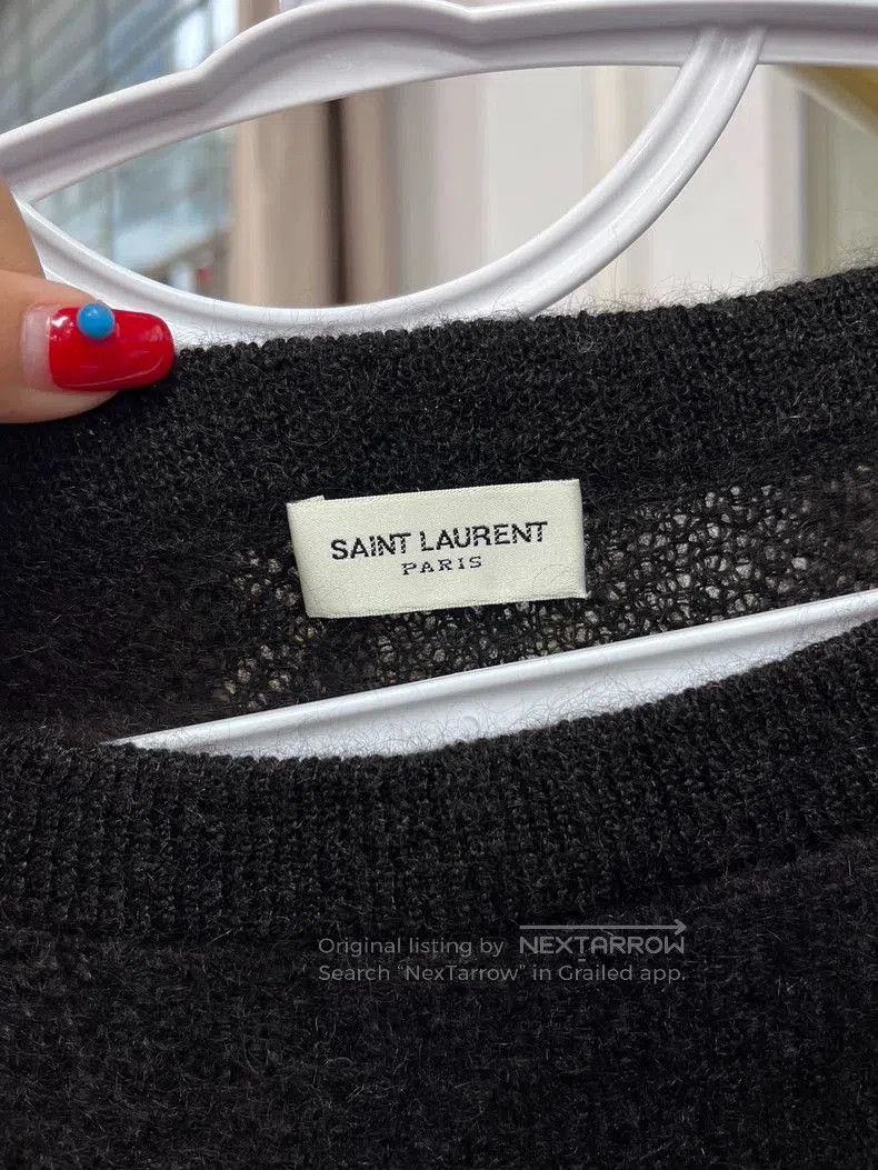 Saint Laurent Paris YSL Black Gray Striped Wool Sweater. Size US M / EU 48-50 / 2 - 3 Thumbnail