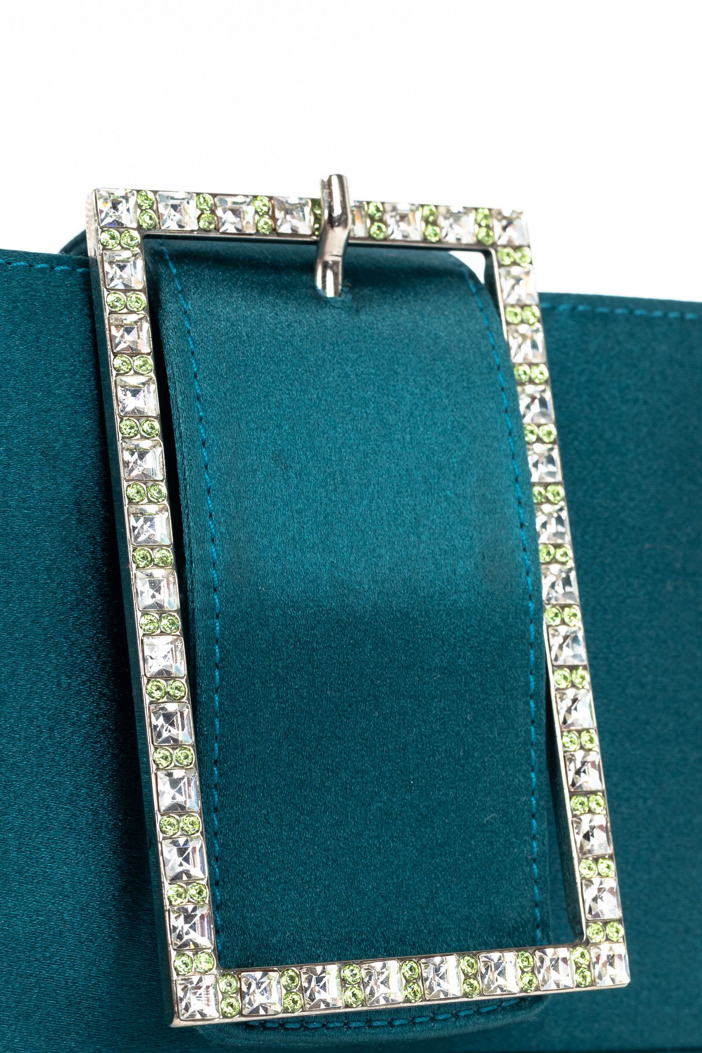 Jimmy Choo Jimmy Choo Teal Satin Crystal-Buckle Baguette Size ONE SIZE - 8 Thumbnail