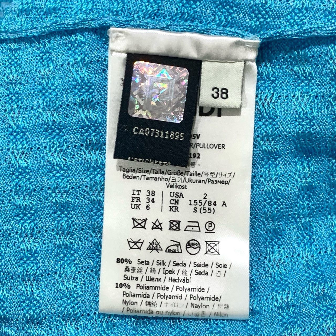 Fendi Fendi Roma Womens Blue Houndstooth Knit Pullover Sweater Wit Size XS / US 0-2 / IT 36-38 - 5 Thumbnail