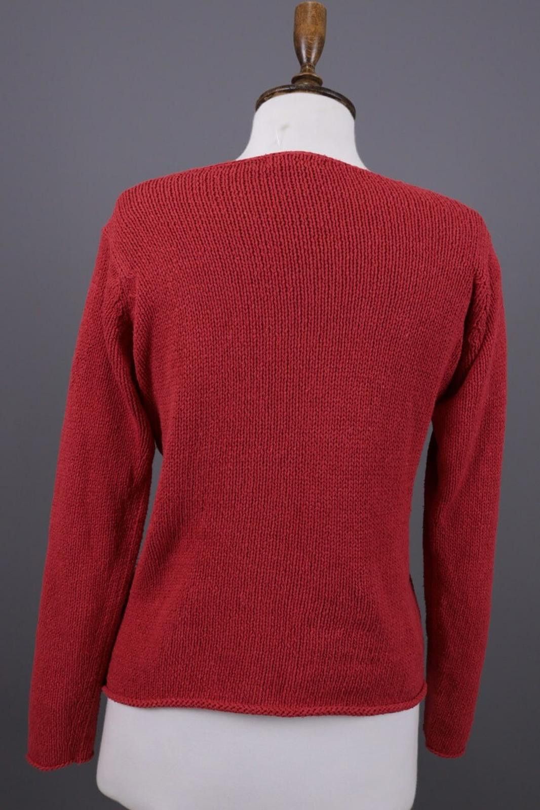 Designer Gudrun Sjöden Red Striped Silk Cropped Knit Sweater Size M Size M / US 6-8 / IT 42-44 - 11 Thumbnail