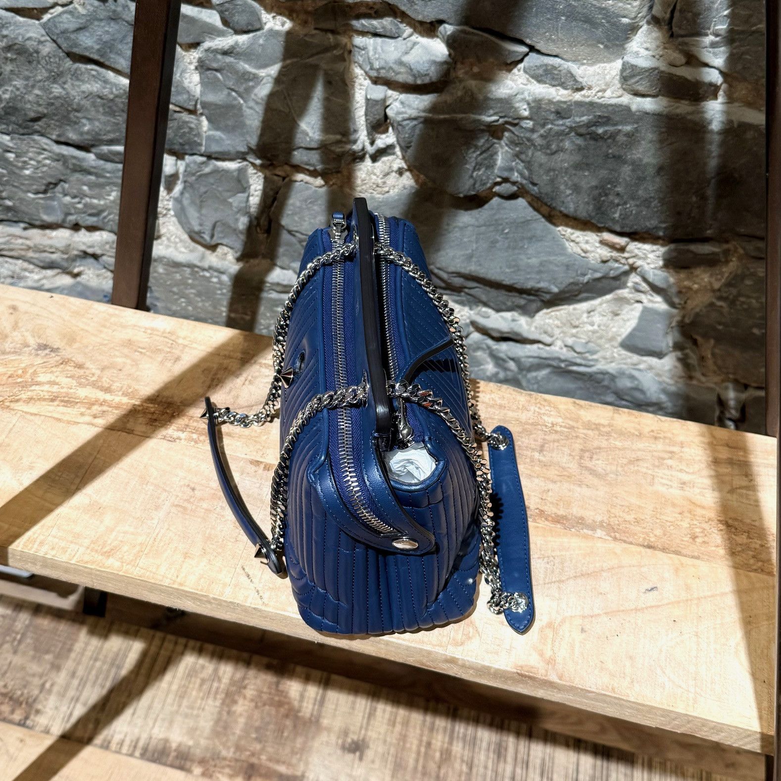 Fendi Fendi Navy Blue Leather DotCom Small Chain Bag W/ Bug Charm Size ONE SIZE - 5 Thumbnail