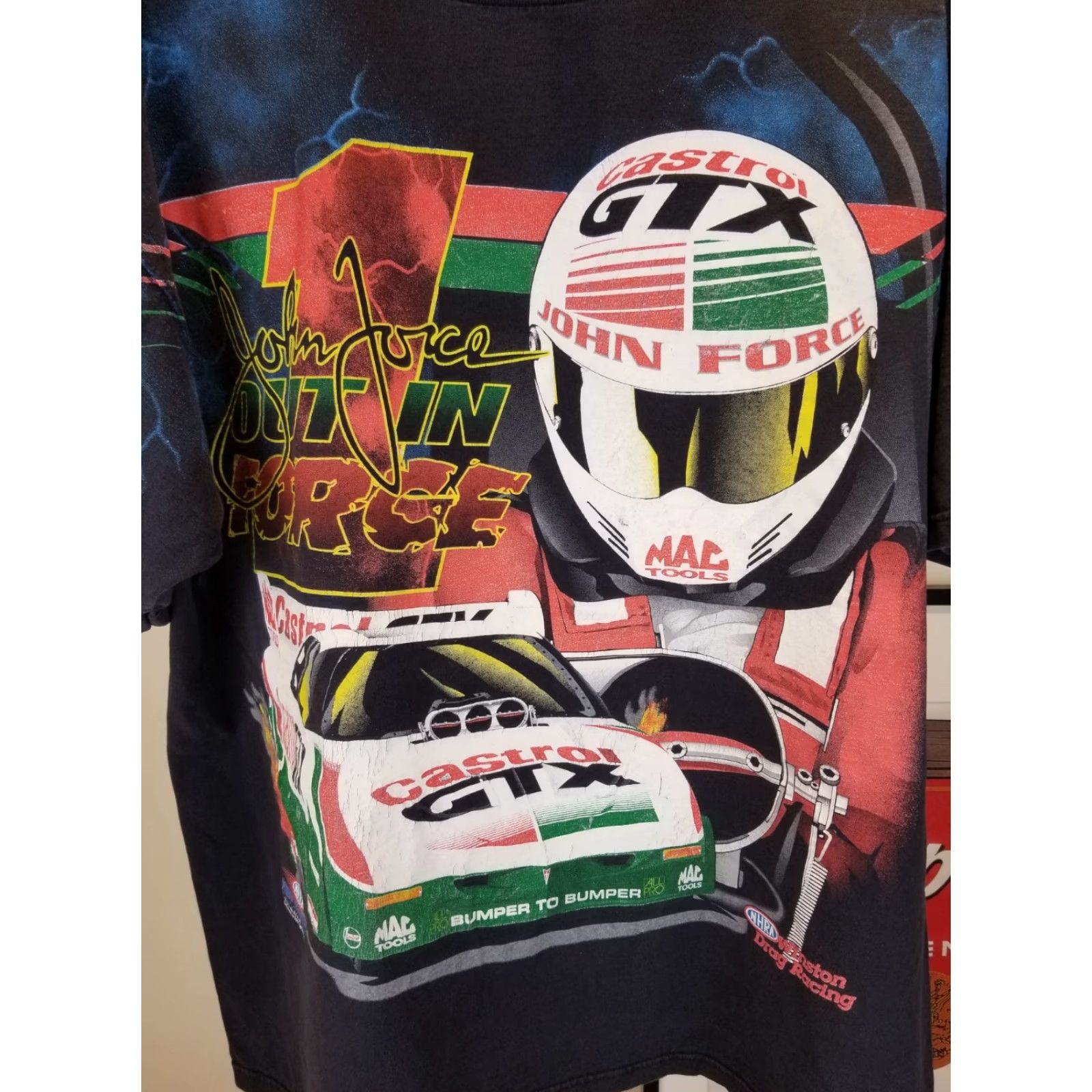 Logo Athletic VINTAGE John Force NHRA GTX Winston Drag Racing Black T-Shirt XL Clothing Model: adidas Trefoil? (Note: This line is incorrect per rules; see final.) Size US XL / EU 56 / 4 - 2 Thumbnail