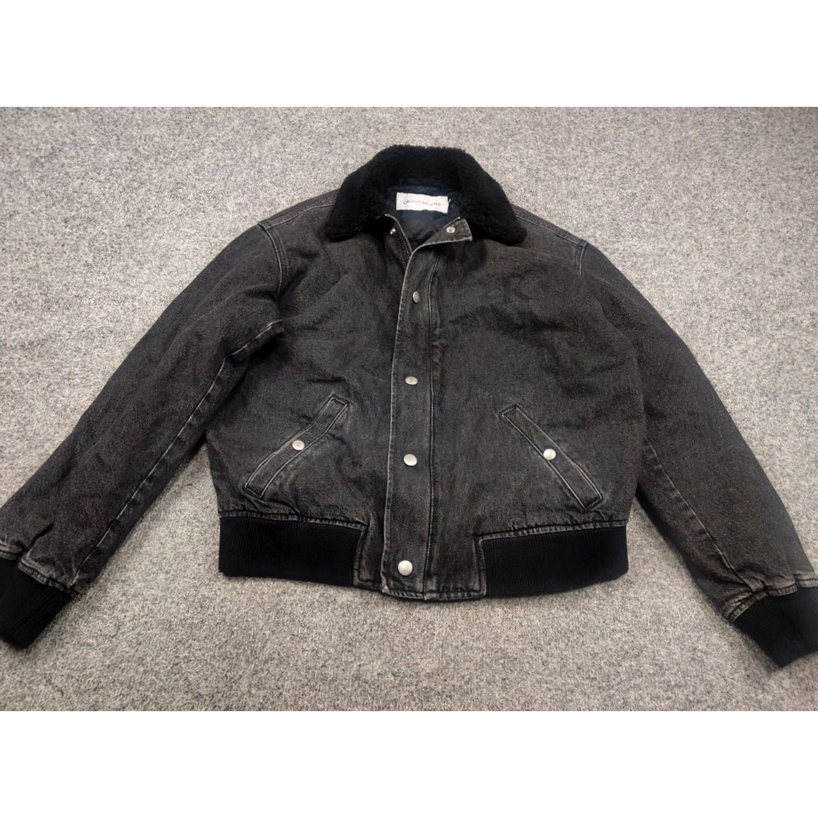 Calvin Klein Calvin Klein Jeans Sherpa Flight Bomber Jacket Denim Black Pocket Raf Style Size US 31 - 4 Thumbnail