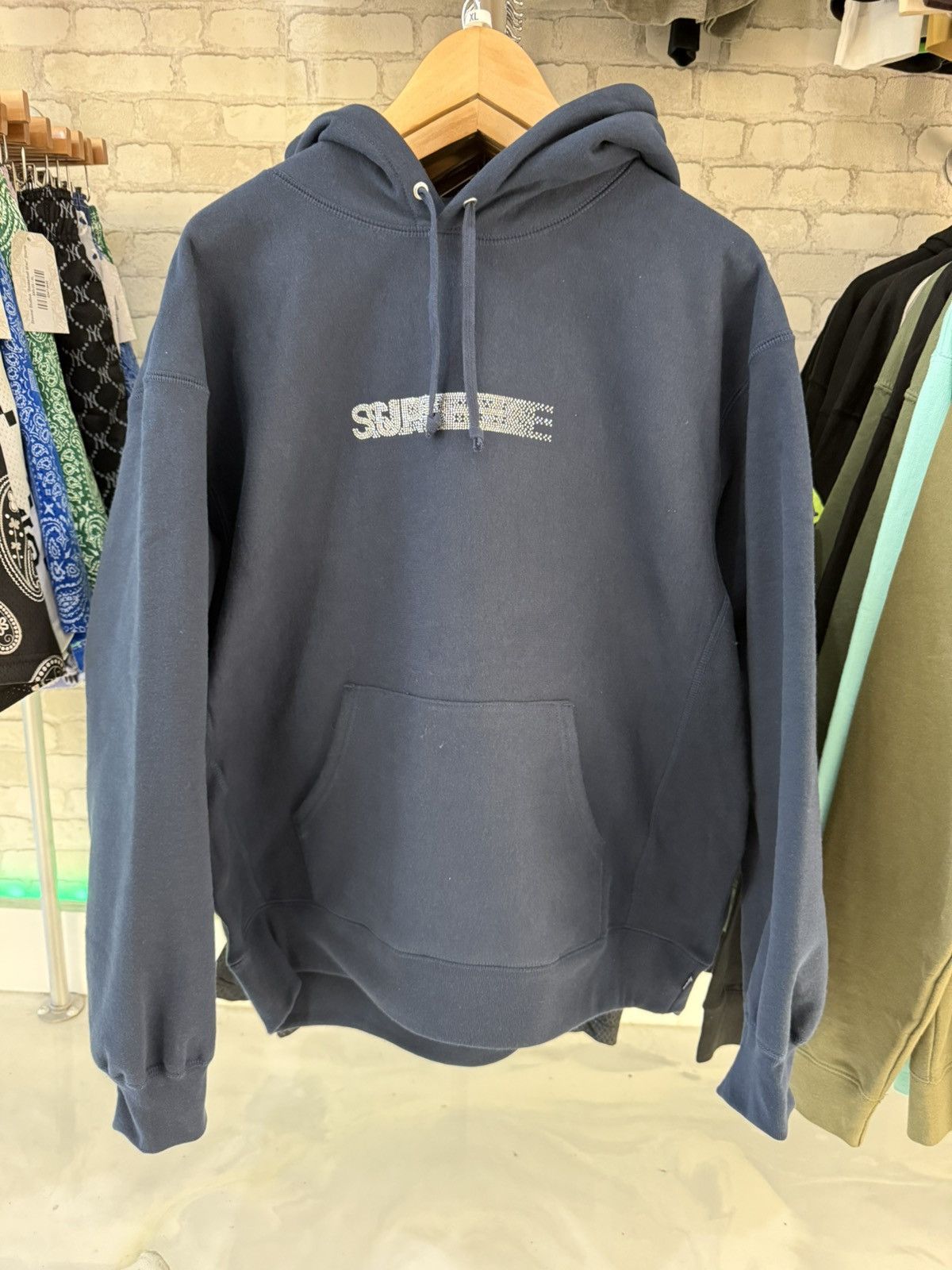 Supreme Navy blue with white crystal hoodie size large Size US L / EU 52-54 / 3 - 1 Thumbnail