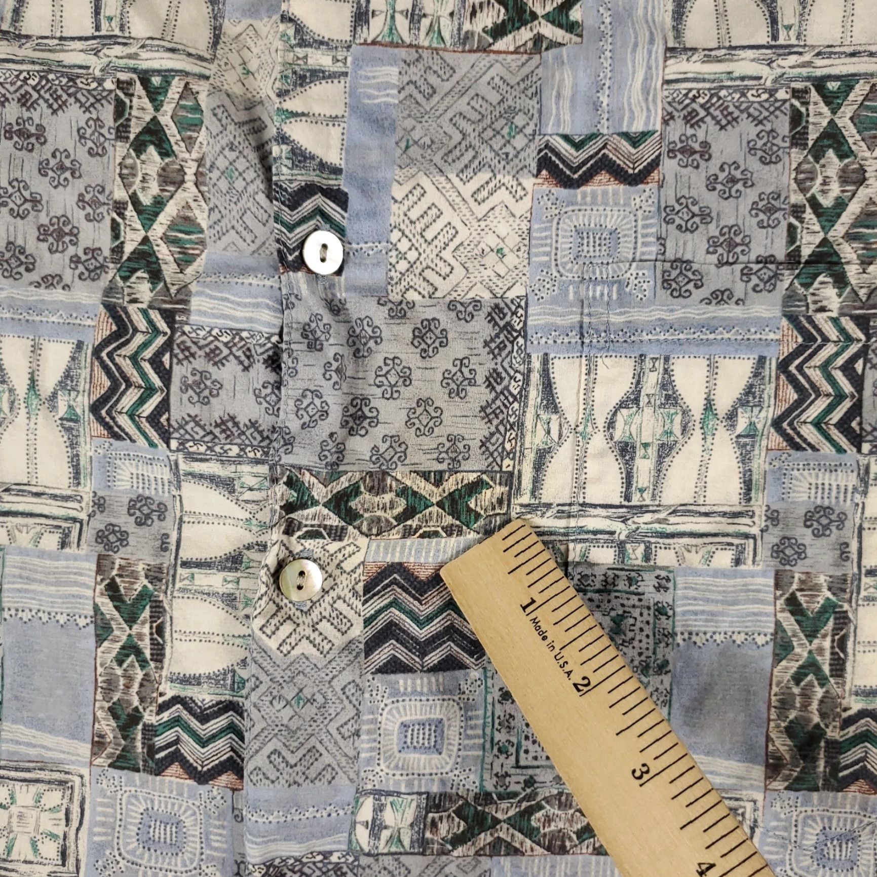 Tori Richard Tori Richard Shirt Mens XL Gray Geometric Hawaiian Button-Up Short Sleeve, Aloha, 100% Cotton, Regular Fit, Classic Men’s Shirt Size US XL / EU 56 / 4 - 3 Thumbnail
