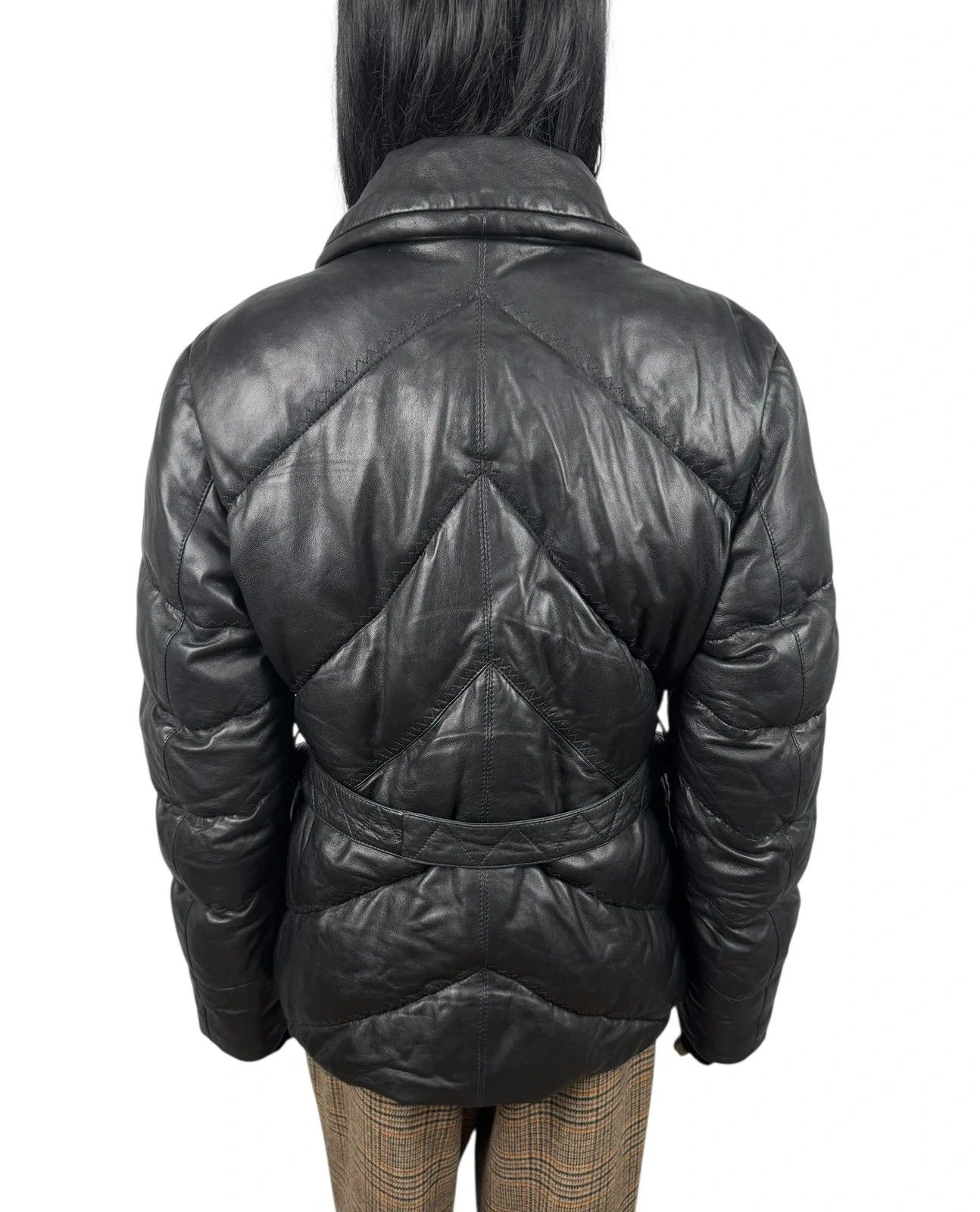 Orwell Genuine Leather Down Puffer Jacket Belted size M