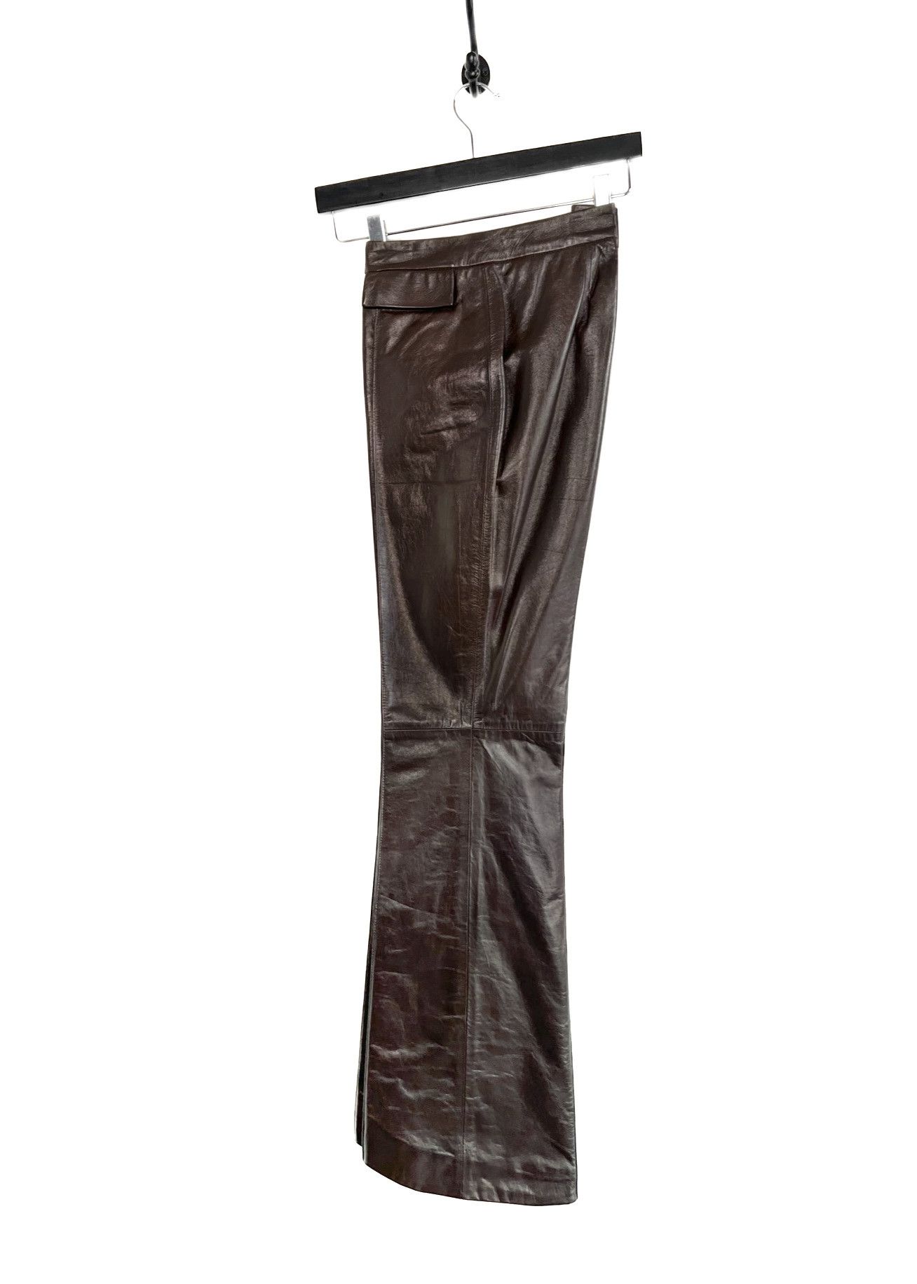 John Galliano John Galliano Vintage Wide Leg Chocolate Brown Leather Pants Size 30" / US 8 / IT 44 - 2 Thumbnail