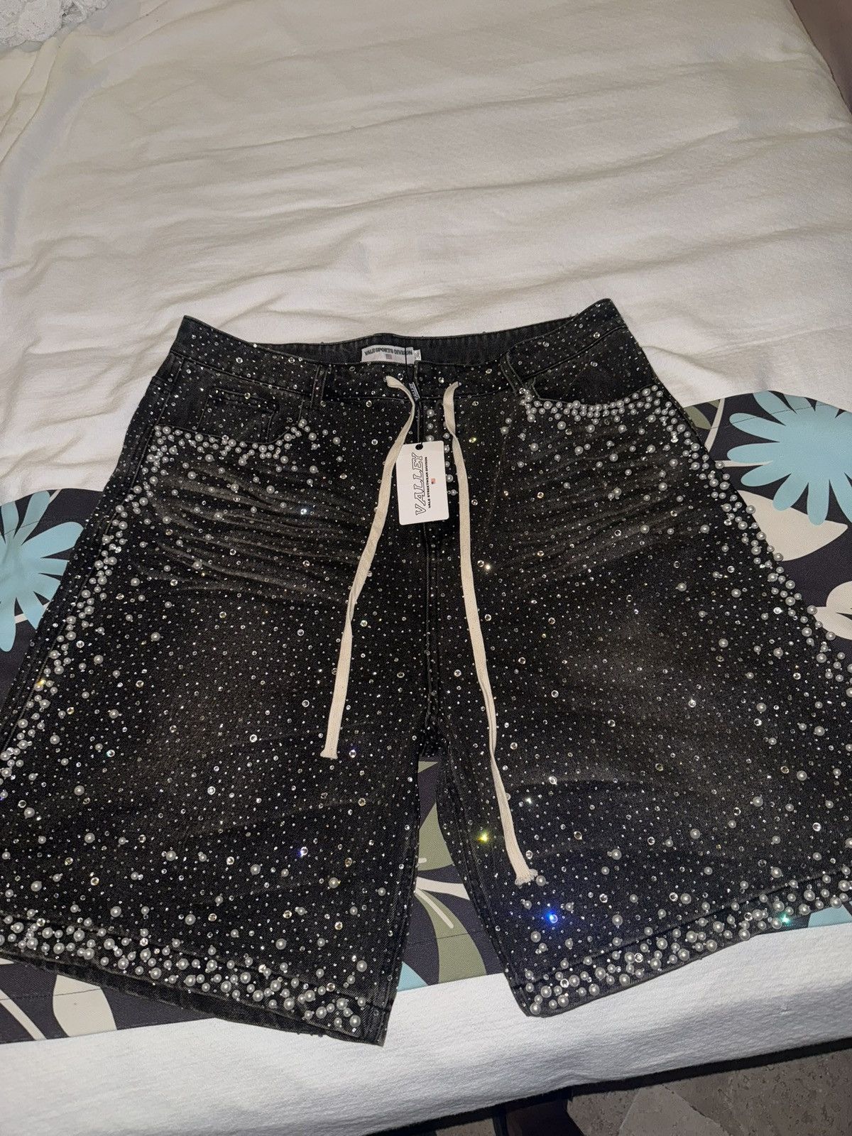 Vale denim rhinestone shorts