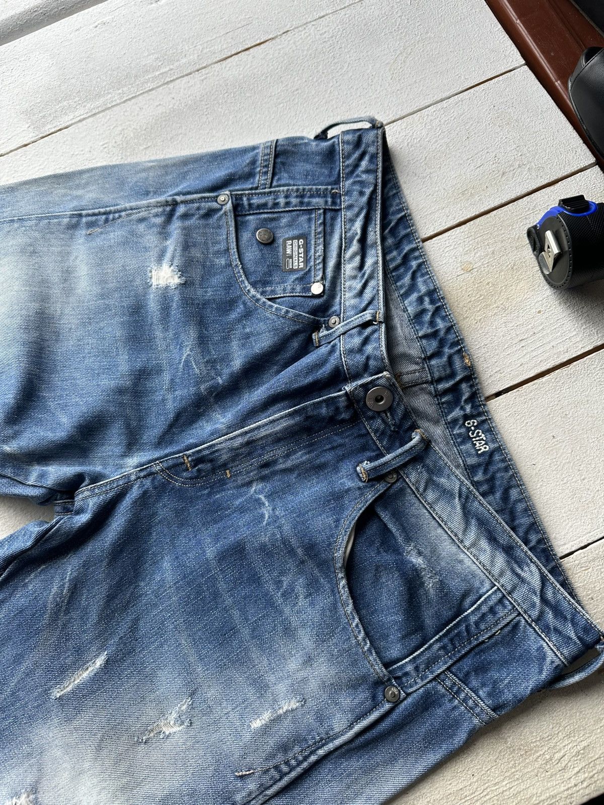 G-Star 🚨VNTG G STAR RAW BLUE FADED RARE AVANT GARDE JEANS Y2K Size 29" - 2 Thumbnail