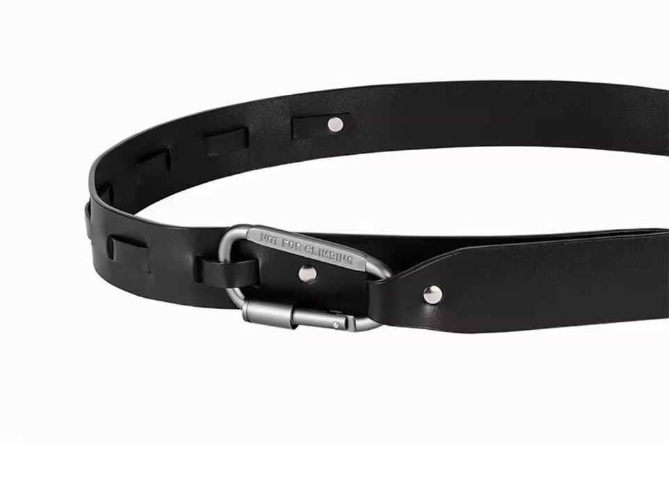 Leather × Vintage Punk Metal Carabiner Split Leather Belt Unisex Size ONE SIZE - 4 Thumbnail
