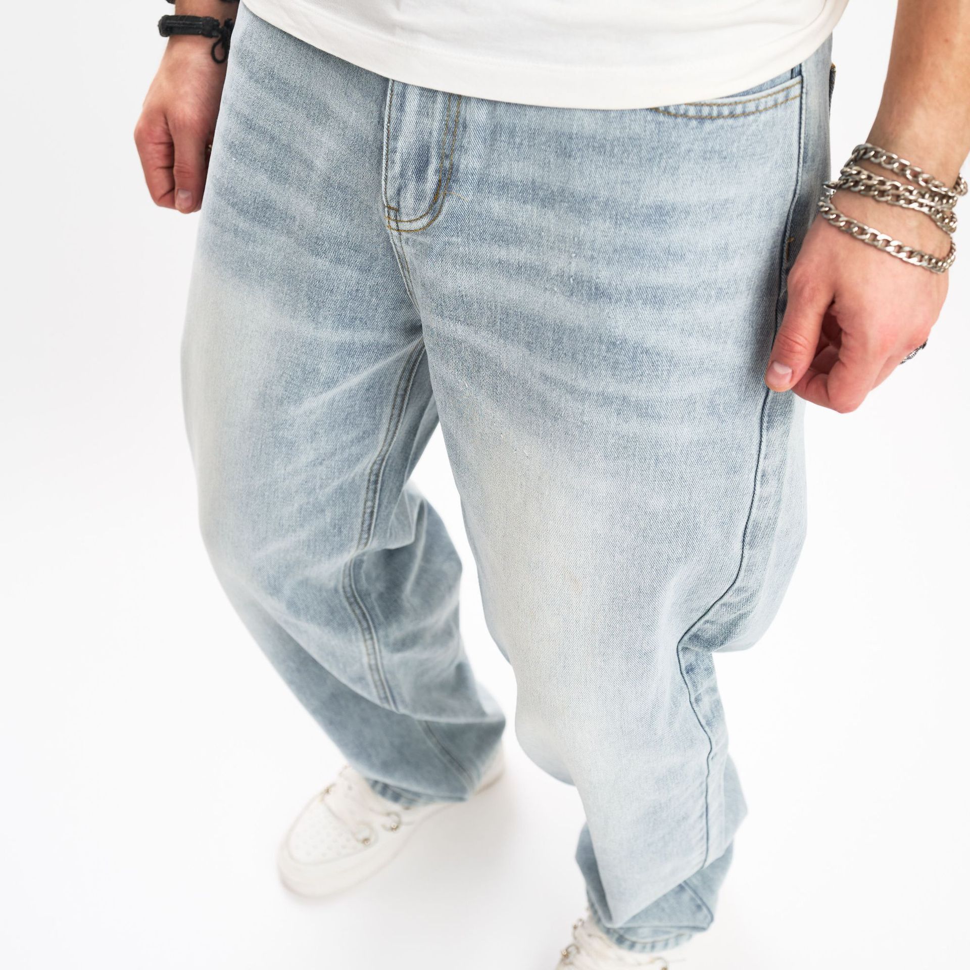 Japanese Brand × Jean Men's street retro washed loose straight jeans Size US 32 / EU 48 - 6 Thumbnail