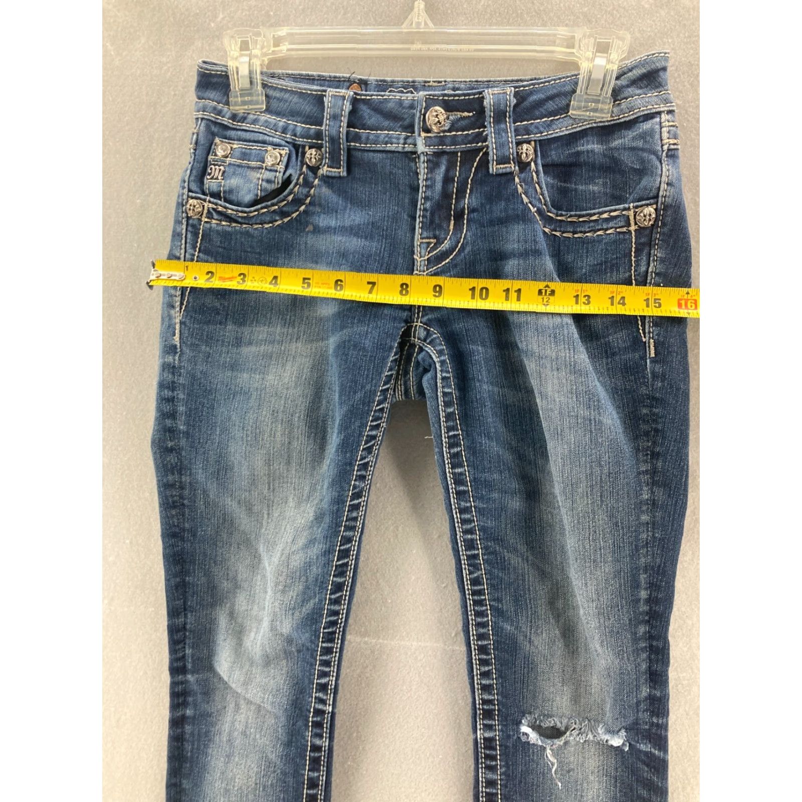 Miss Me Miss Me Jeans Signature Rise Skinny Embellished Cross 25 Women 26 Blue Denim 5-Pocket Design Slim Regular Jeans Size 26" / US 2 / IT 38 - 4 Thumbnail