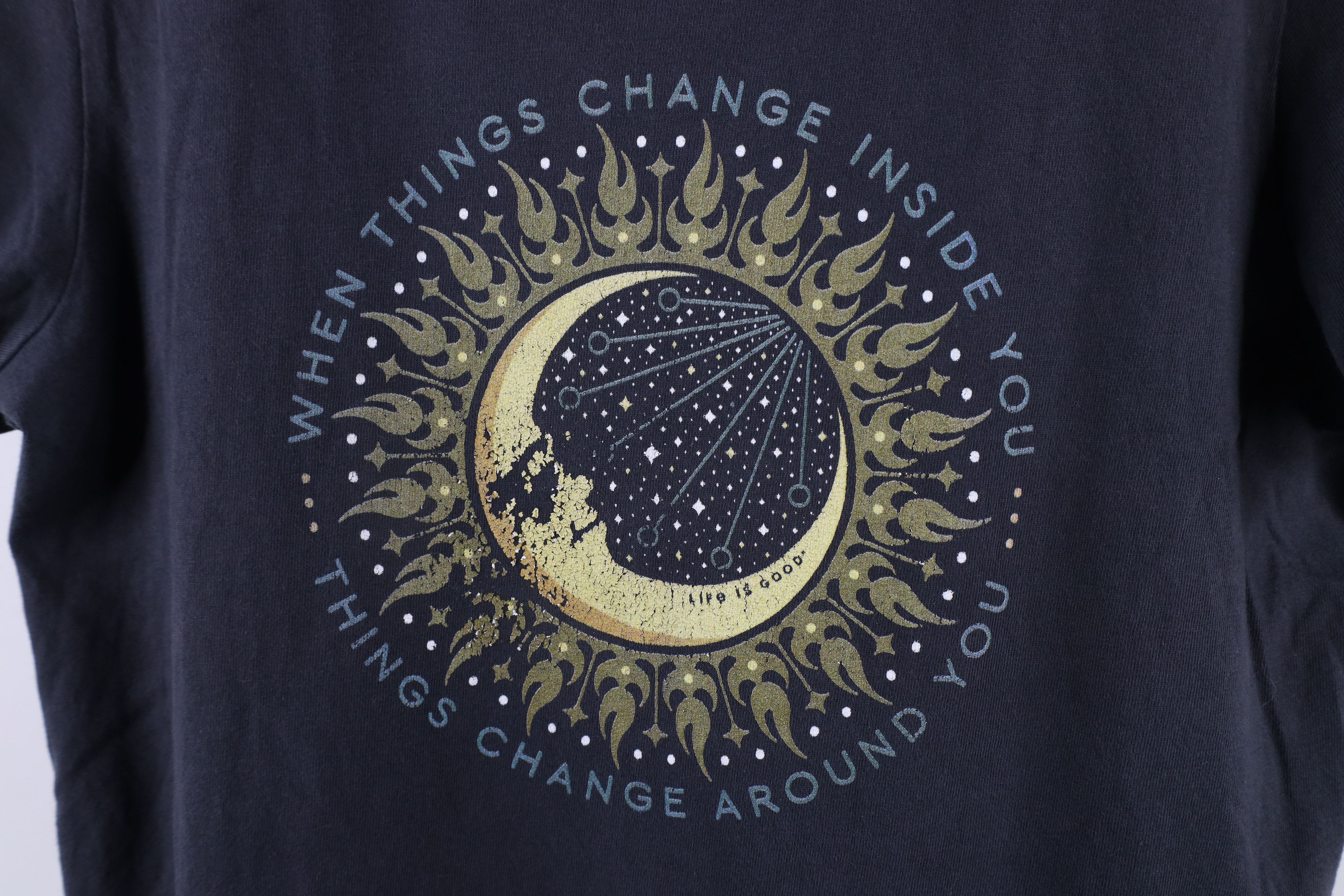 Life is Good × Vintage Life Is Good Things Change Celestial Moon Sun T-Shirt Gray Size L / US 10 / IT 46 - 4 Thumbnail