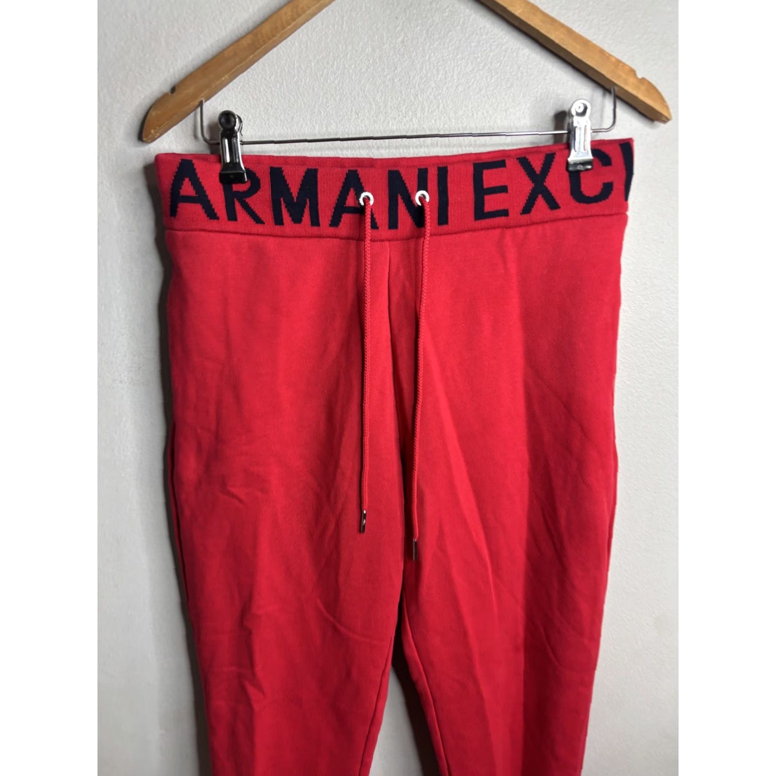 Armani Exchange Armani Exchange Sweatpants Mens M Red French Terry Jogger Logo Waistband Elastic Drawstring Pockets Slim Fit Casual Activewear Size US 31 - 2 Thumbnail