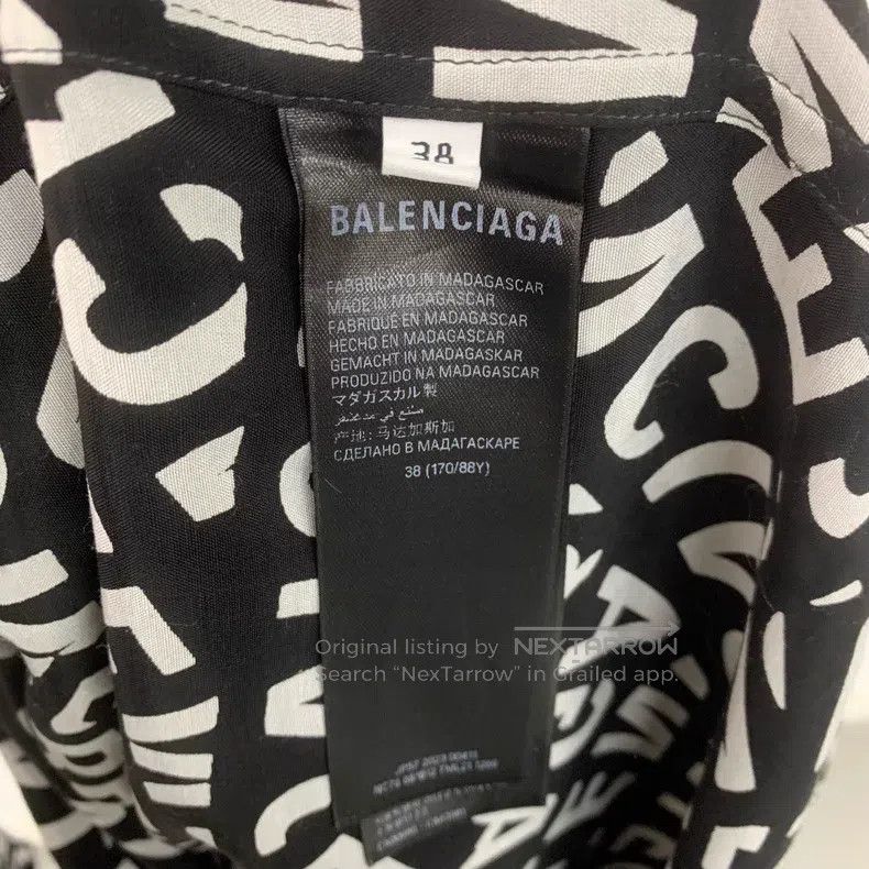 Balenciaga Balenciaga Letter all-over print button-down pointed colla Size XS / US 0-2 / IT 36-38 - 7 Thumbnail