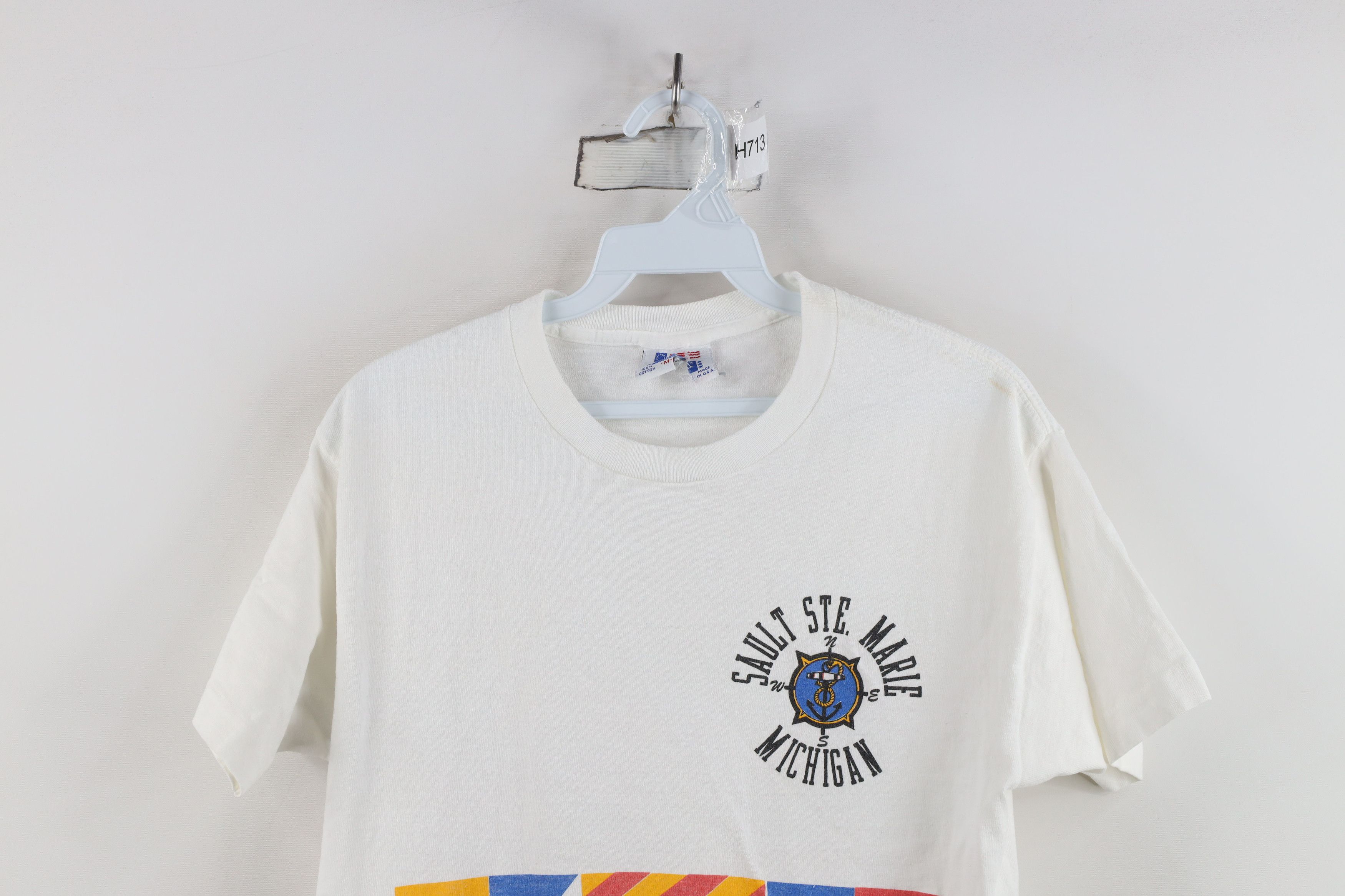 Vintage Vintage 90s Ste Marie Michigan Sailing Flags T-Shirt USA Size US M / EU 48-50 / 2 - 2 Thumbnail