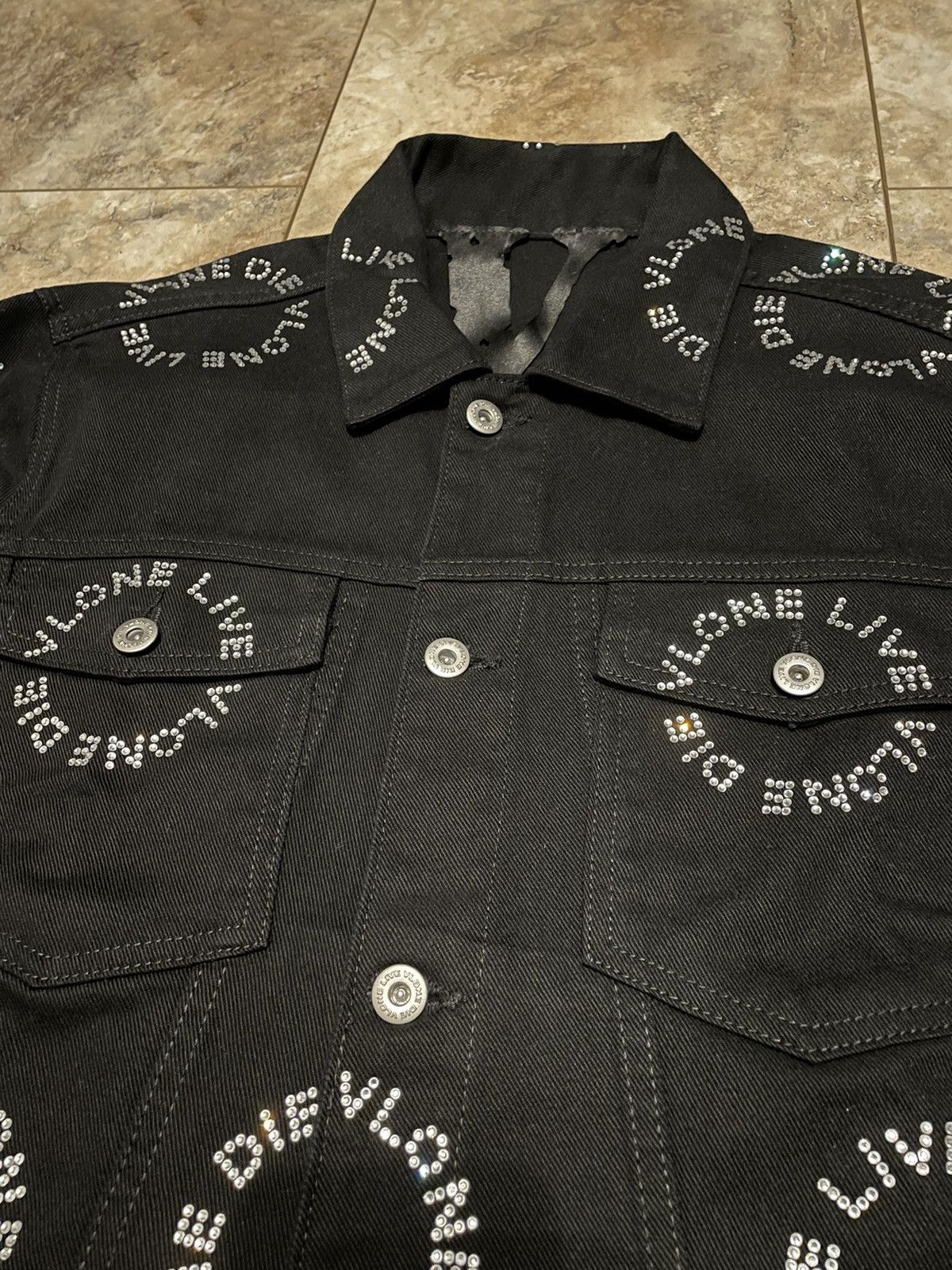 Vlone Vlone LVDV Silver Rhinestone Denim Jacket Black Size Large Size US L / EU 52-54 / 3 - 5 Thumbnail