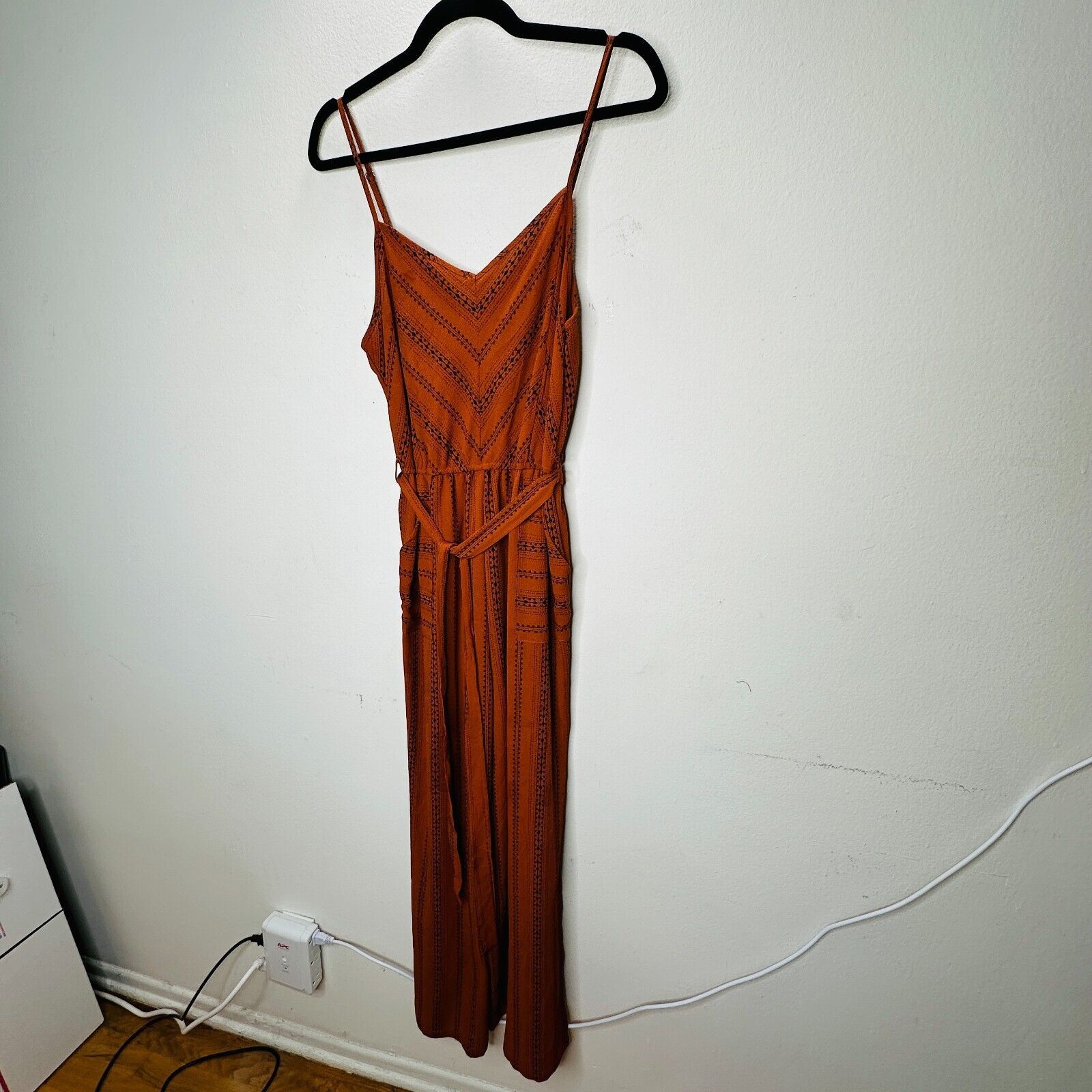 Other E & M Rust Aztec VNeck Spaghetti Strap Tie Waist Jumpsuit Size 30" / US 8 / IT 44 - 3 Thumbnail