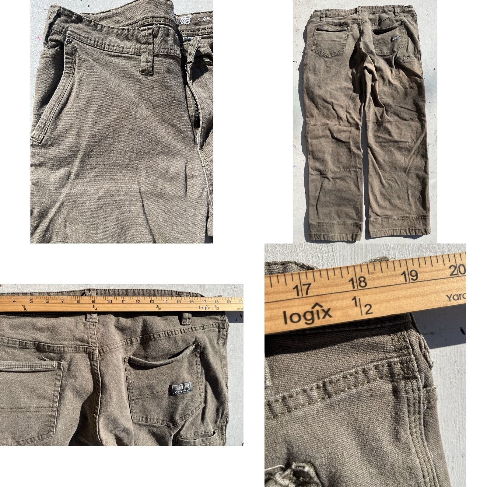 Eddie Bauer Eddie Bauer Pants Green Solid 38x30 Workwear Double Knee Modern Grunge Slimming 5-Pocket Mens Regular Denim Cotton Spandex Straight Inseam 30 Size US 38 / EU 54 - 8 Thumbnail