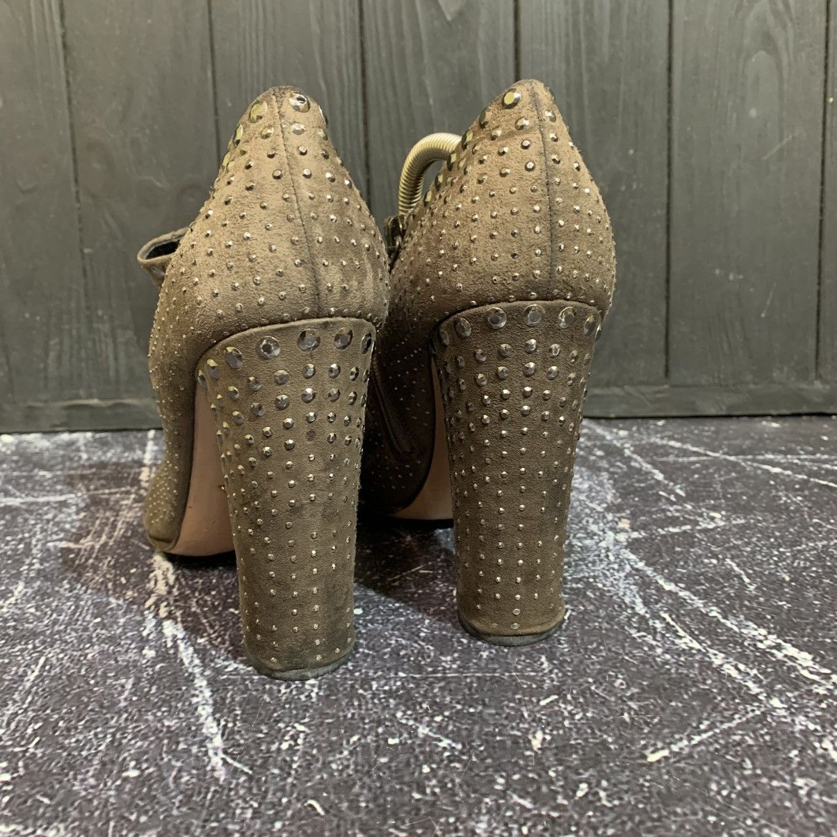 Prada PRADA Taupe Suede Studded Ankle Boots Heels Size 38.5 Size US 8.5 / IT 38.5 - 7 Thumbnail