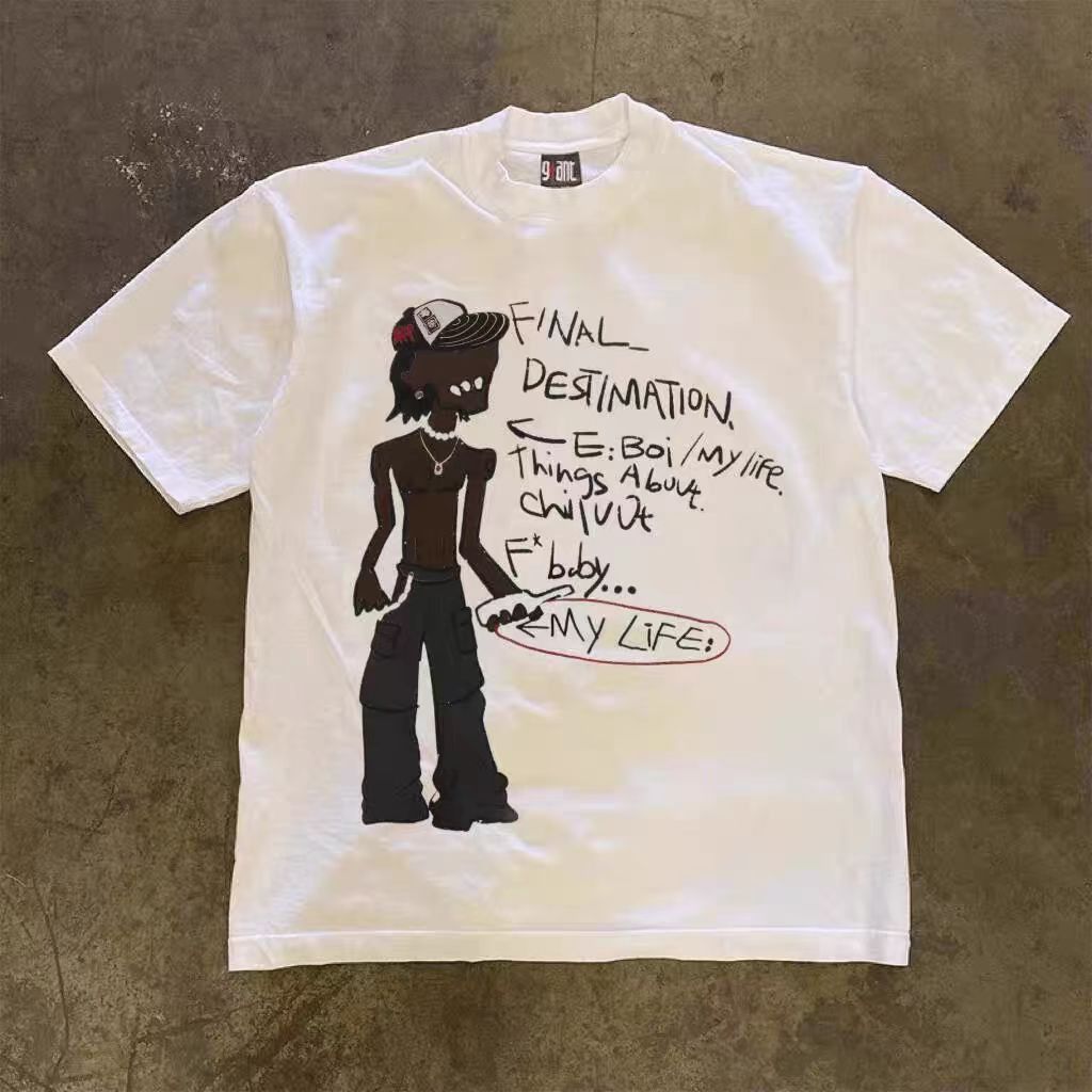 Vintage White retro hip-hop boy print t-shirt Size US M / EU 48-50 / 2 - 1 Thumbnail