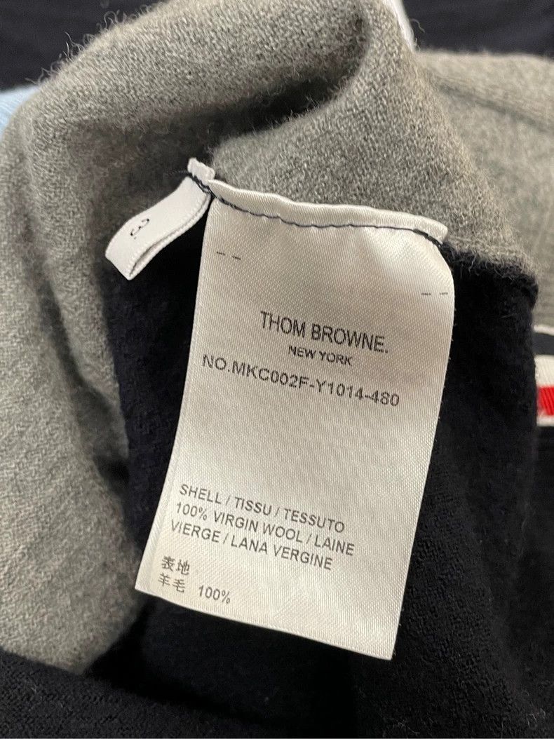 Thom Browne Thom browne Blue-gray color block four-striped wool cardiga Size US L / EU 52-54 / 3 - 6 Thumbnail
