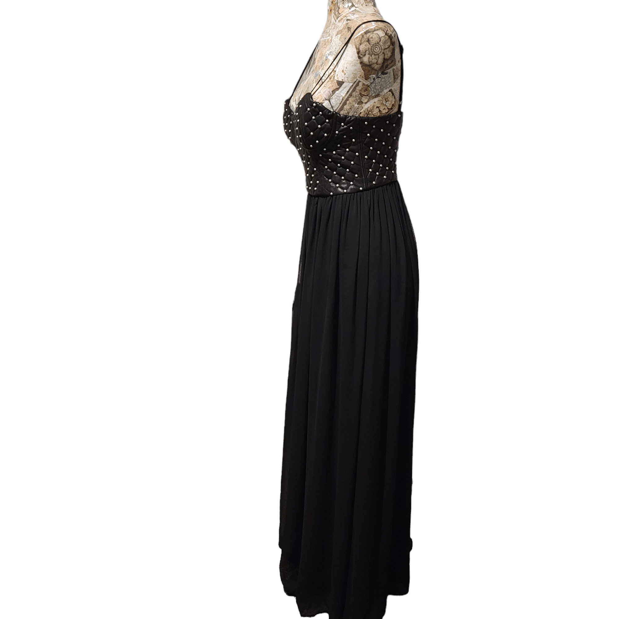 Alice + Olivia Alice & Olivia Leather Black Corset Maxi Dress Prom Gown Size XS / US 0-2 / IT 36-38 - 7 Thumbnail