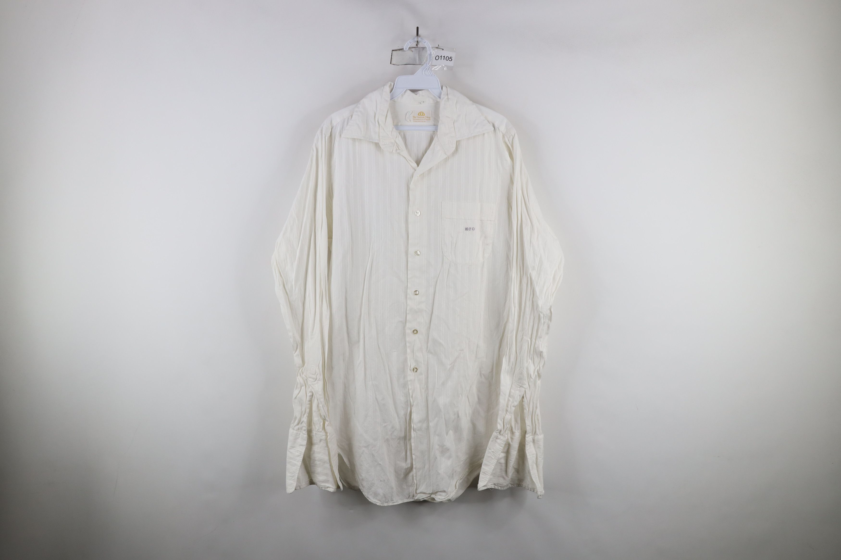 Vintage Vintage 70s Rockabilly French Cuff Button Shirt White USA Size US L / EU 52-54 / 3 - 1 Thumbnail