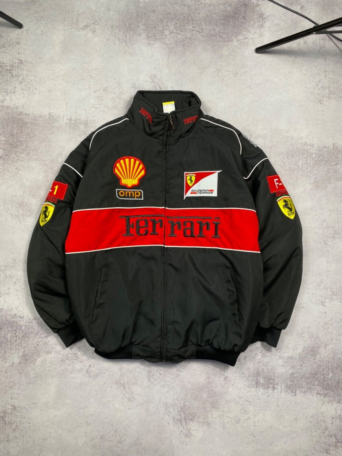 image of Formula Uno Vintage Ferrari Racing Jacket - Size S in Black Red, Men's