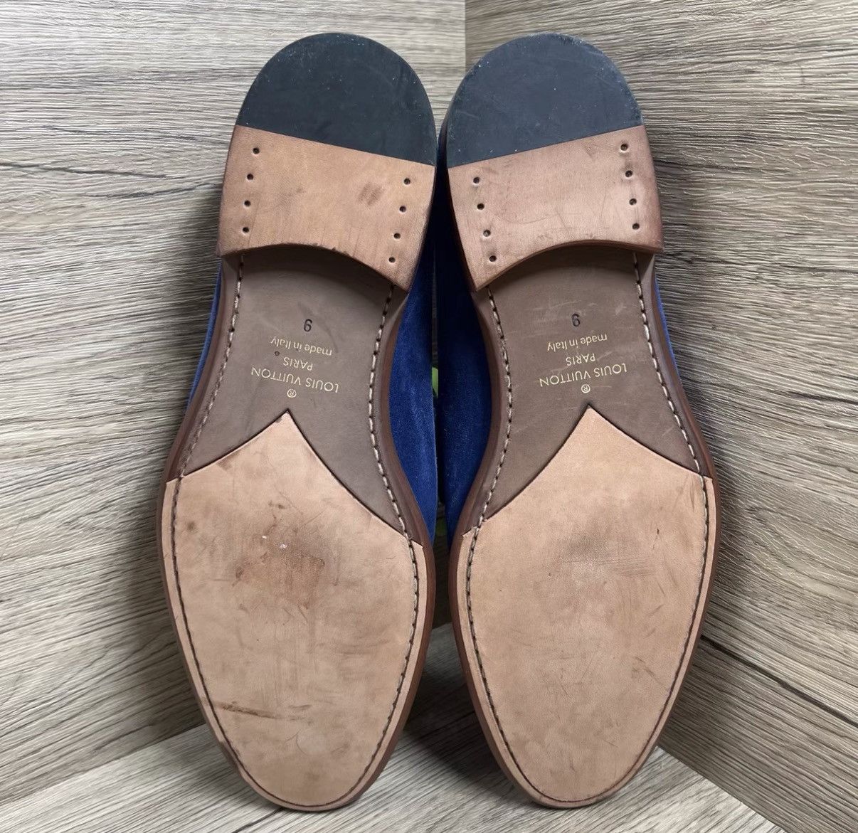 Louis Vuitton Louis Vuitton Saint Germain Blue & Gold LV Logo Loafers J41 Size US 9.5 / EU 42-43 - 5 Thumbnail