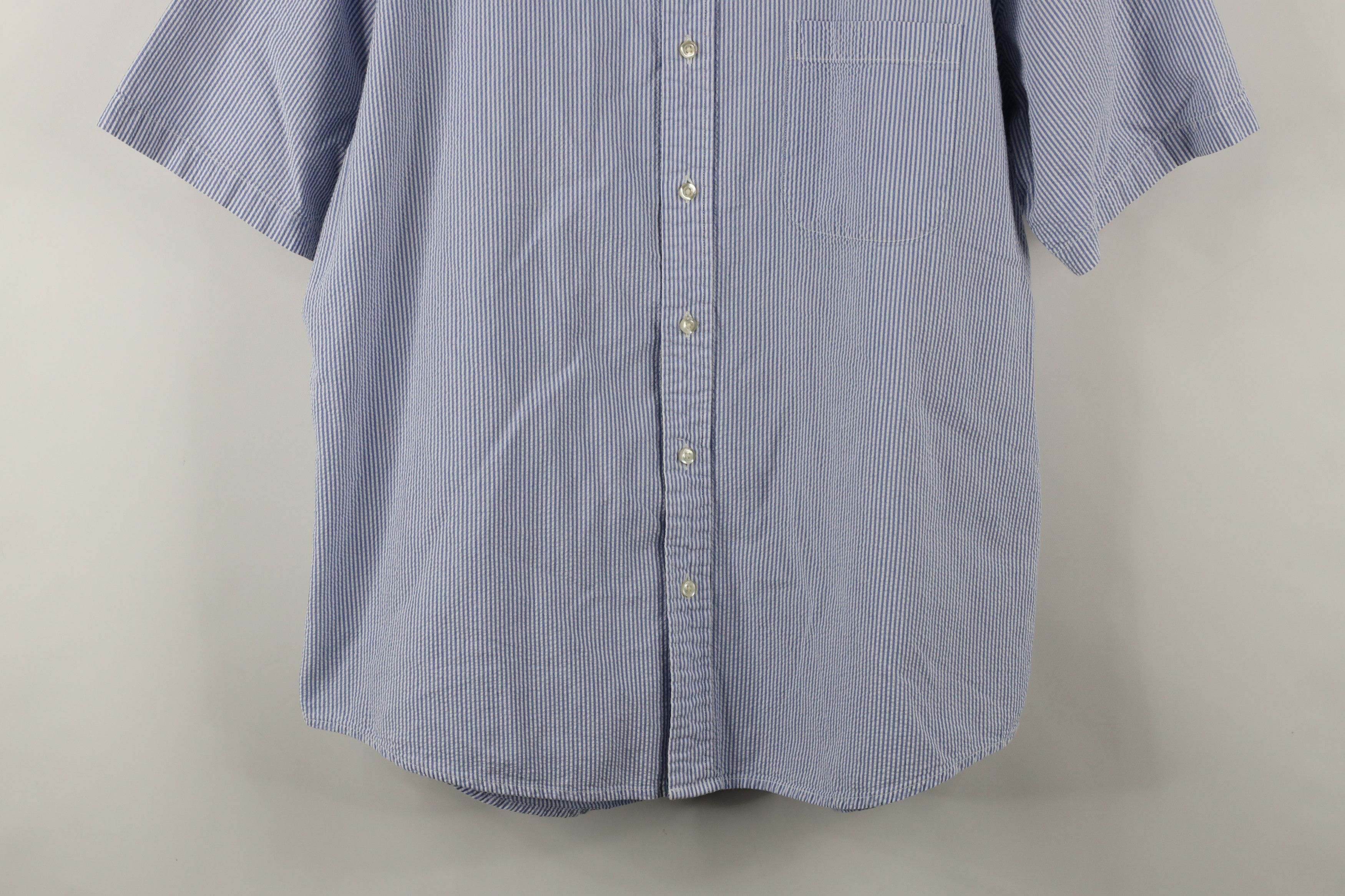 Lands' End × Vintage Vintage Lands End Seer Sucker Short Sleeve Button Down Shirt Size US L / EU 52-54 / 3 - 3 Thumbnail