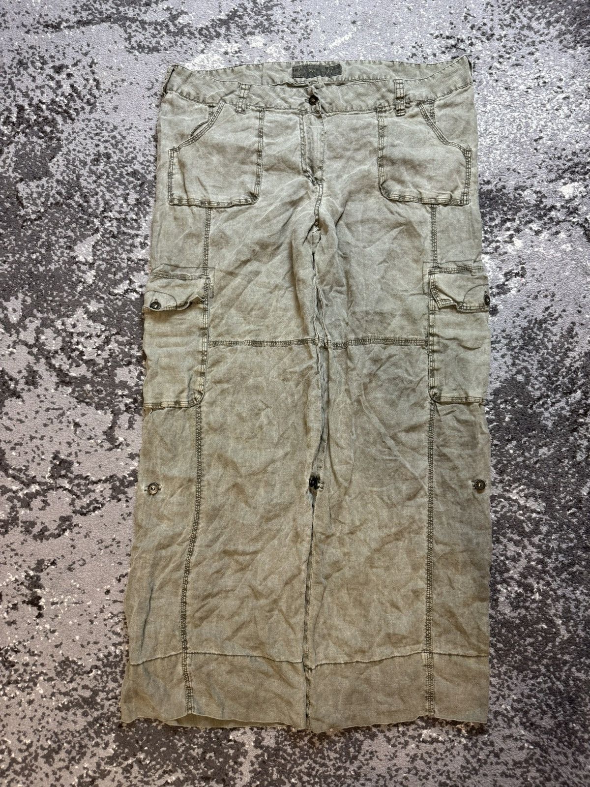 Japanese Brand × Vintage Vintage Y2K Baggy If Six Was Style Opium Cargo Linen Pants Size US 33 - 1 Thumbnail