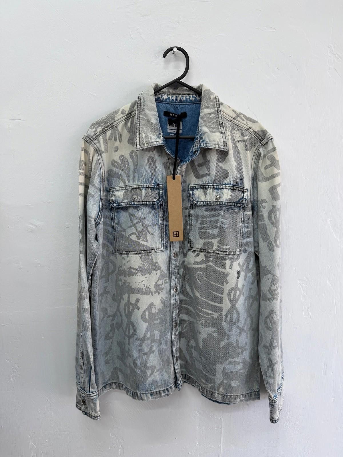 new Ksubi mens denim scorpio shirt top medium m kollage icey