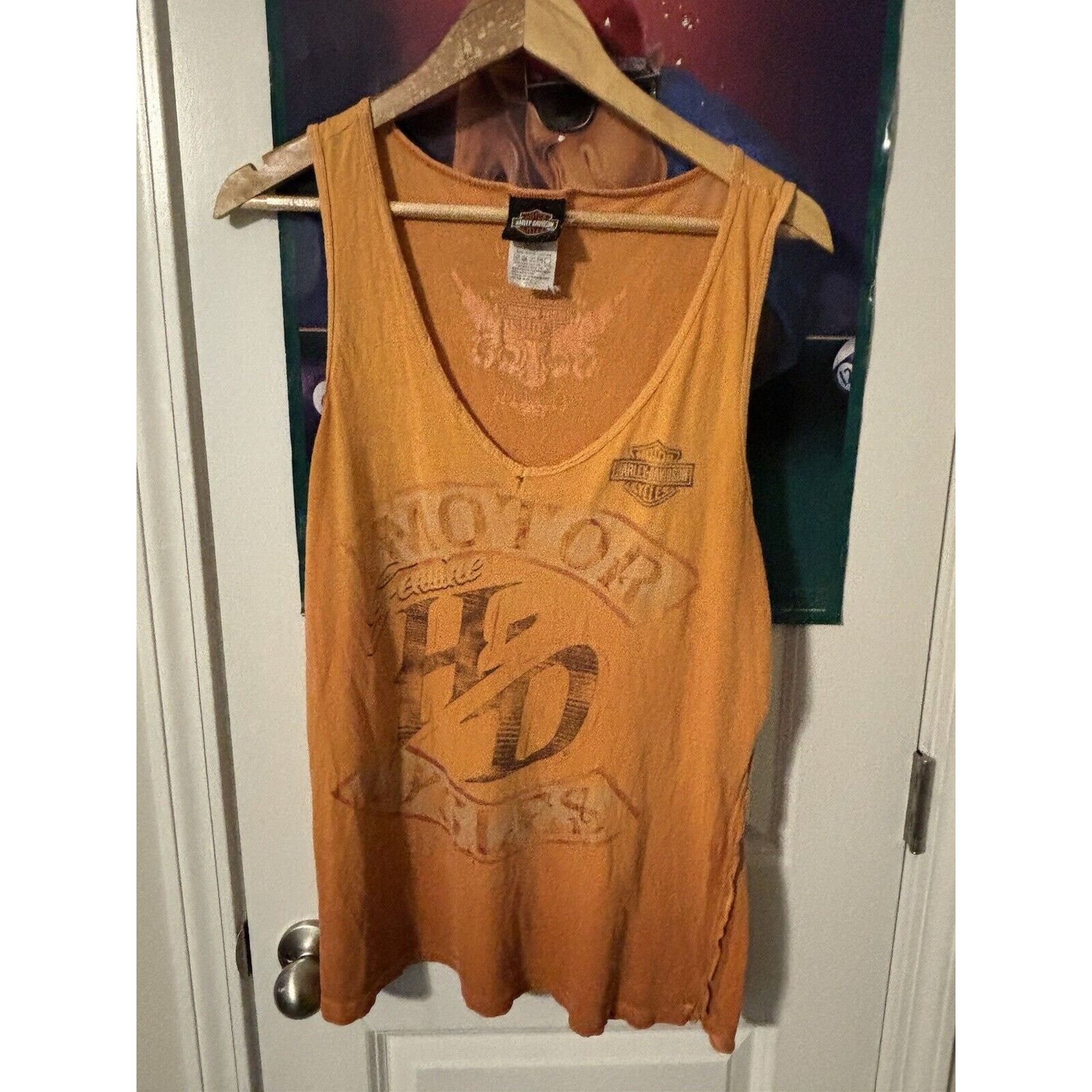 Other Vintage y2k orange motorcyles harley davidson ladies top OS Size US L / EU 52-54 / 3 - 1 Thumbnail