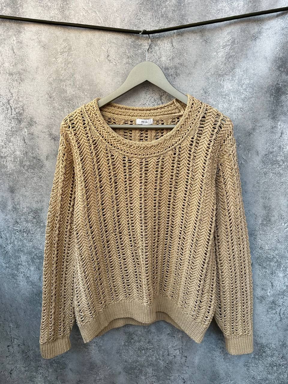 Reiss Reiss Silive Open-Knit Cotton Jumper Beige Sweater Relaxed Size L / US 10 / IT 46 - 2 Thumbnail